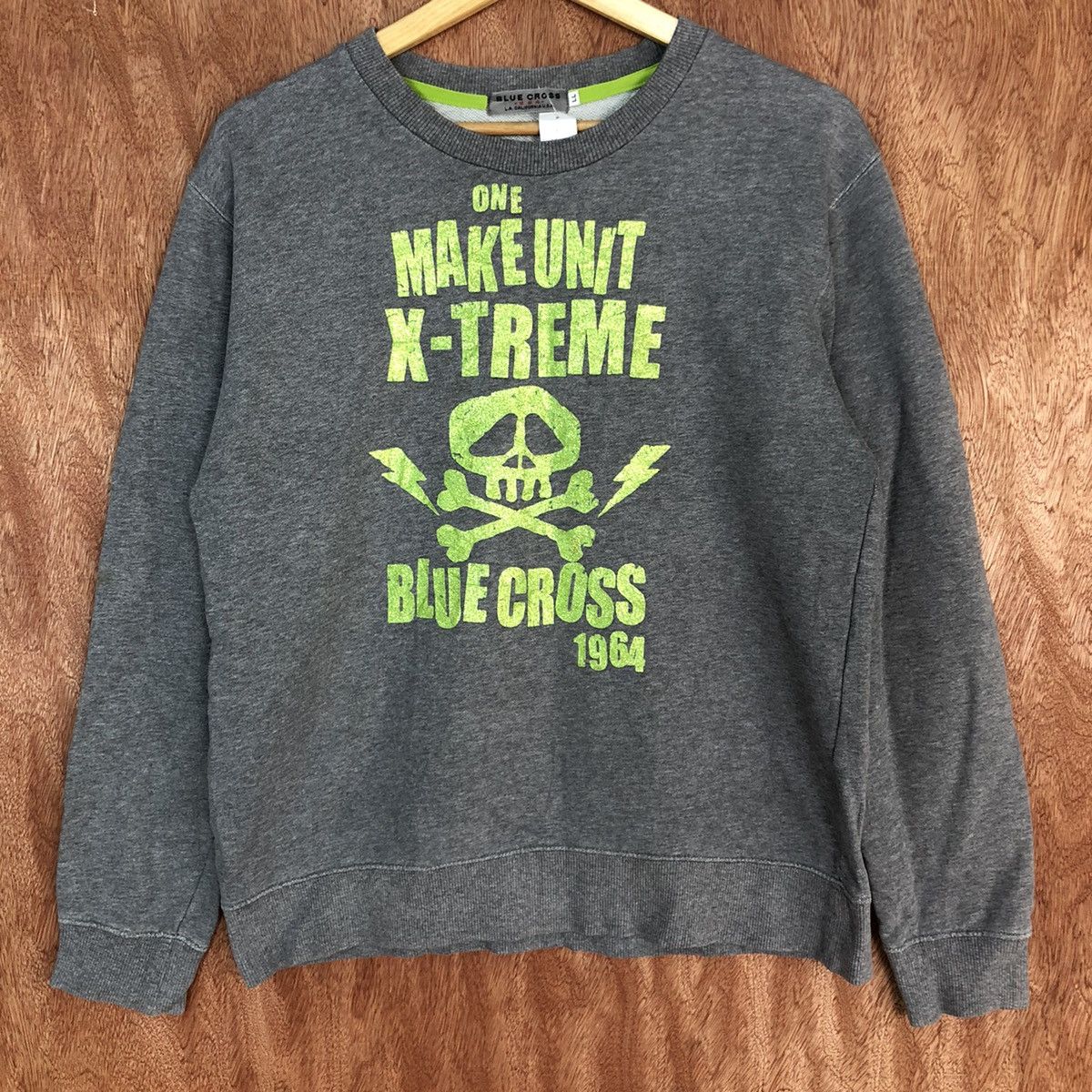 Japanese Brand DLL Blue Cross Extreme Grey skull Sweatshirt #2062 Size M / US 6-8 / IT 42-44 - 8 Thumbnail