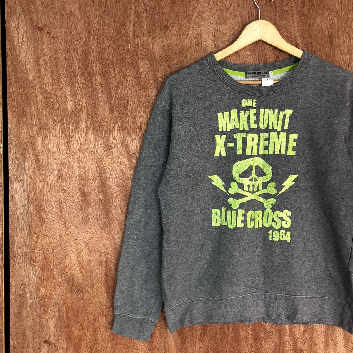 Japanese Brand DLL Blue Cross Extreme Grey skull Sweatshirt #2062 Size M / US 6-8 / IT 42-44 - 7 Thumbnail