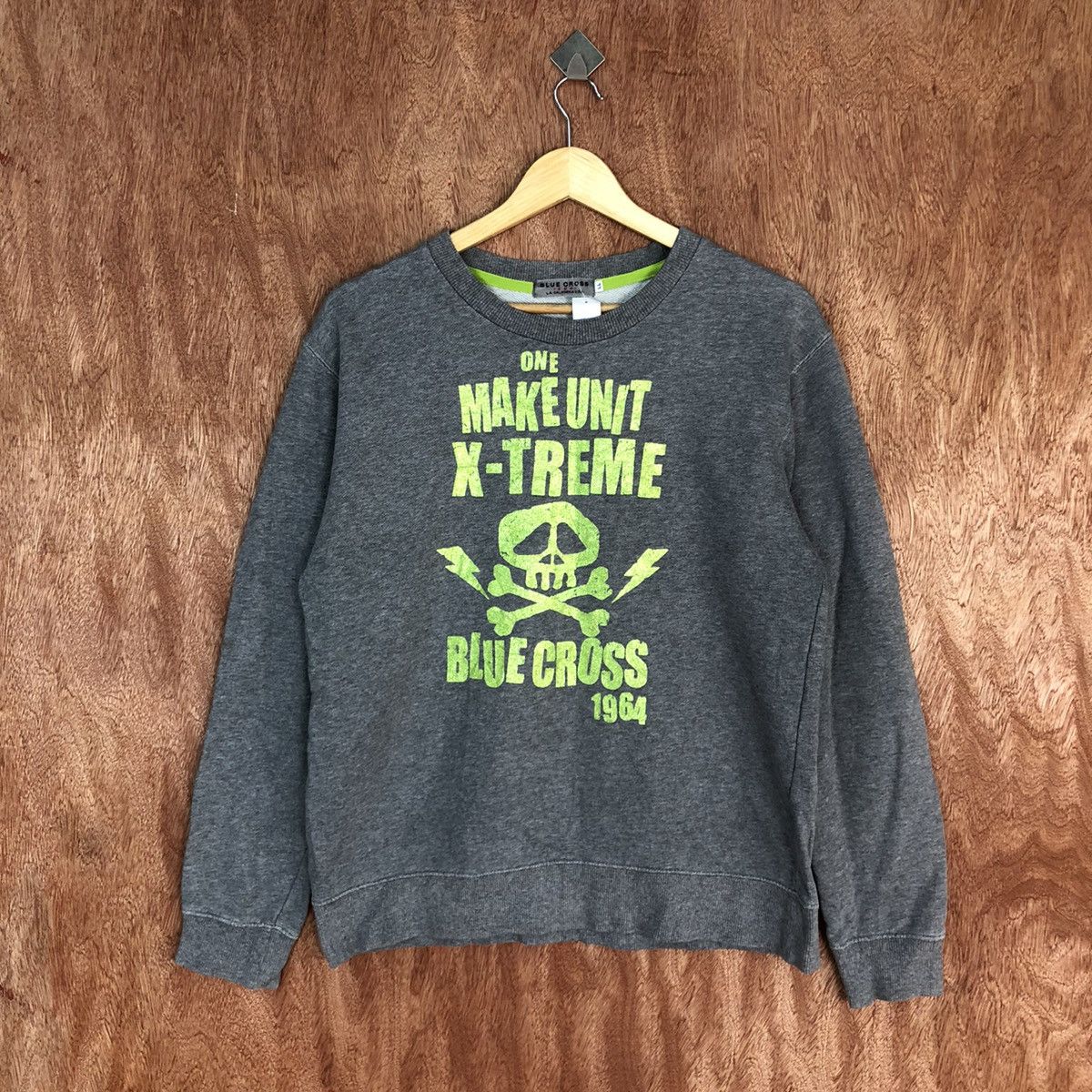 Japanese Brand DLL Blue Cross Extreme Grey skull Sweatshirt #2062 Size M / US 6-8 / IT 42-44 - 3 Thumbnail