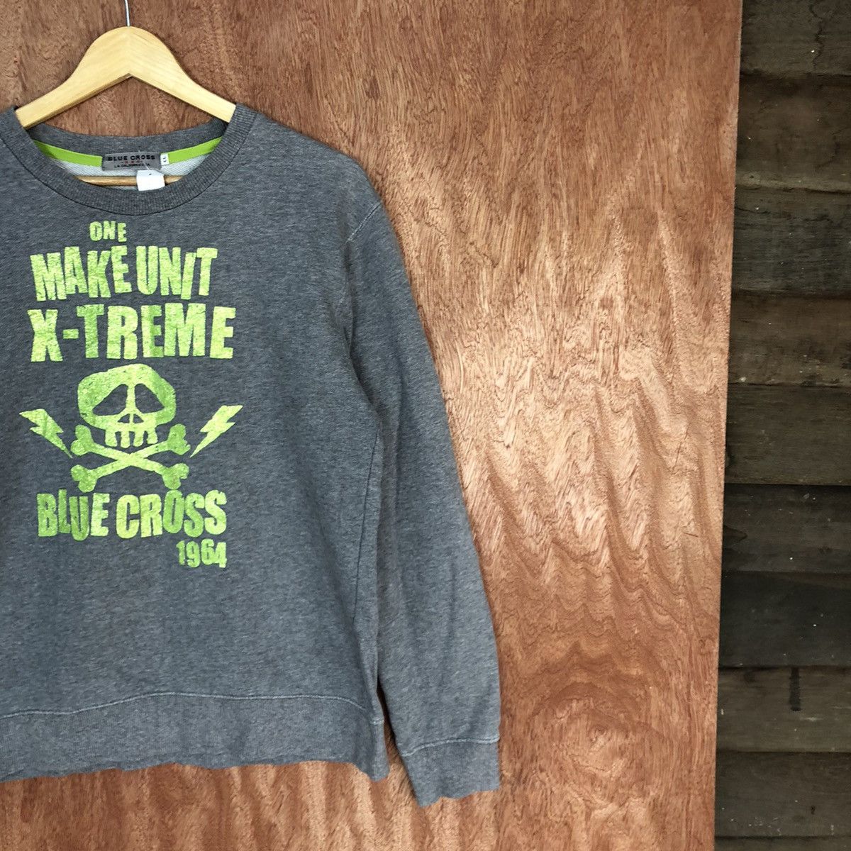 Japanese Brand DLL Blue Cross Extreme Grey skull Sweatshirt #2062 Size M / US 6-8 / IT 42-44 - 5 Thumbnail