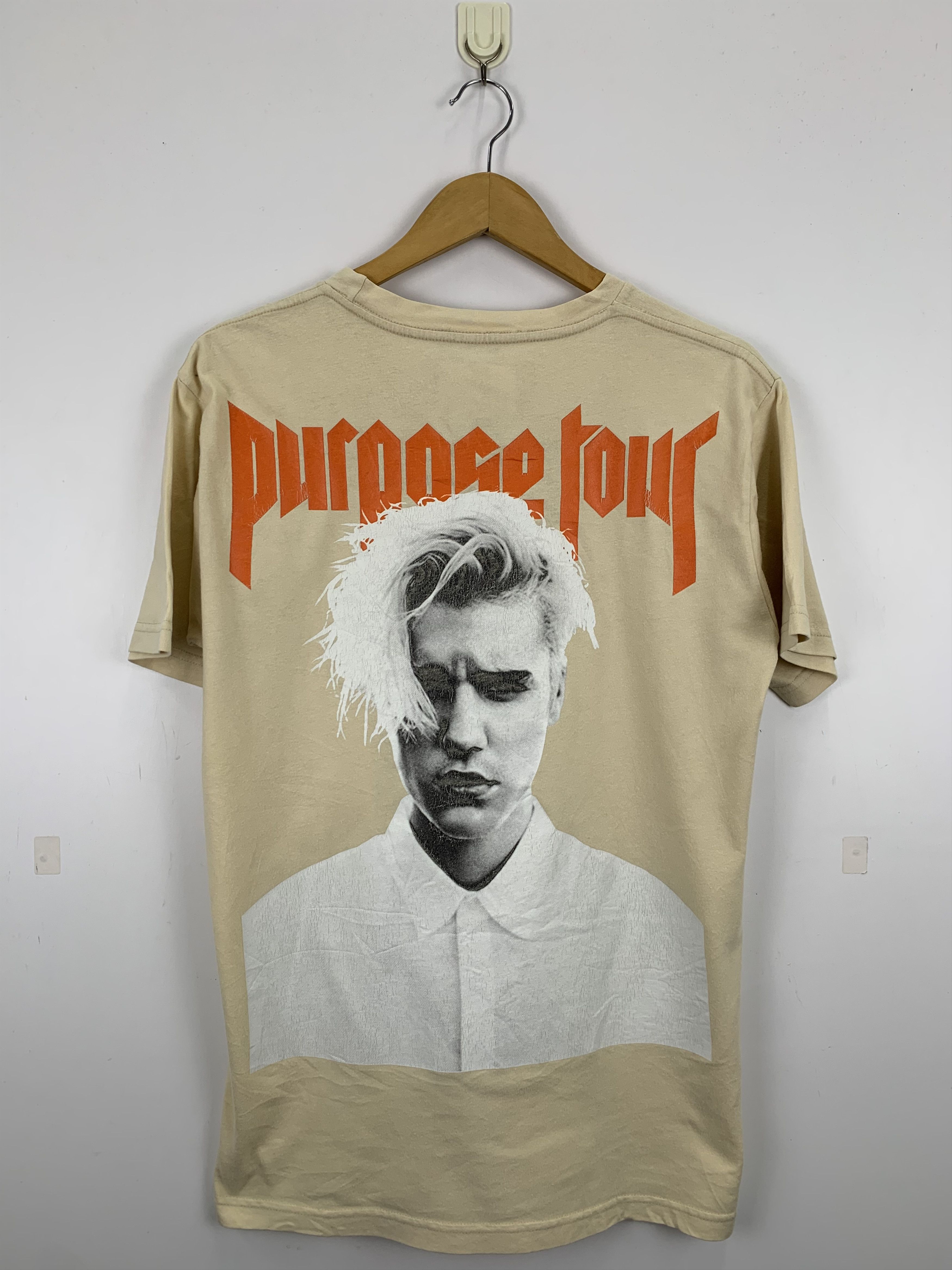image of Justin Bieber Purpose Tour R Shirt in Cream, Men's (Size Large)