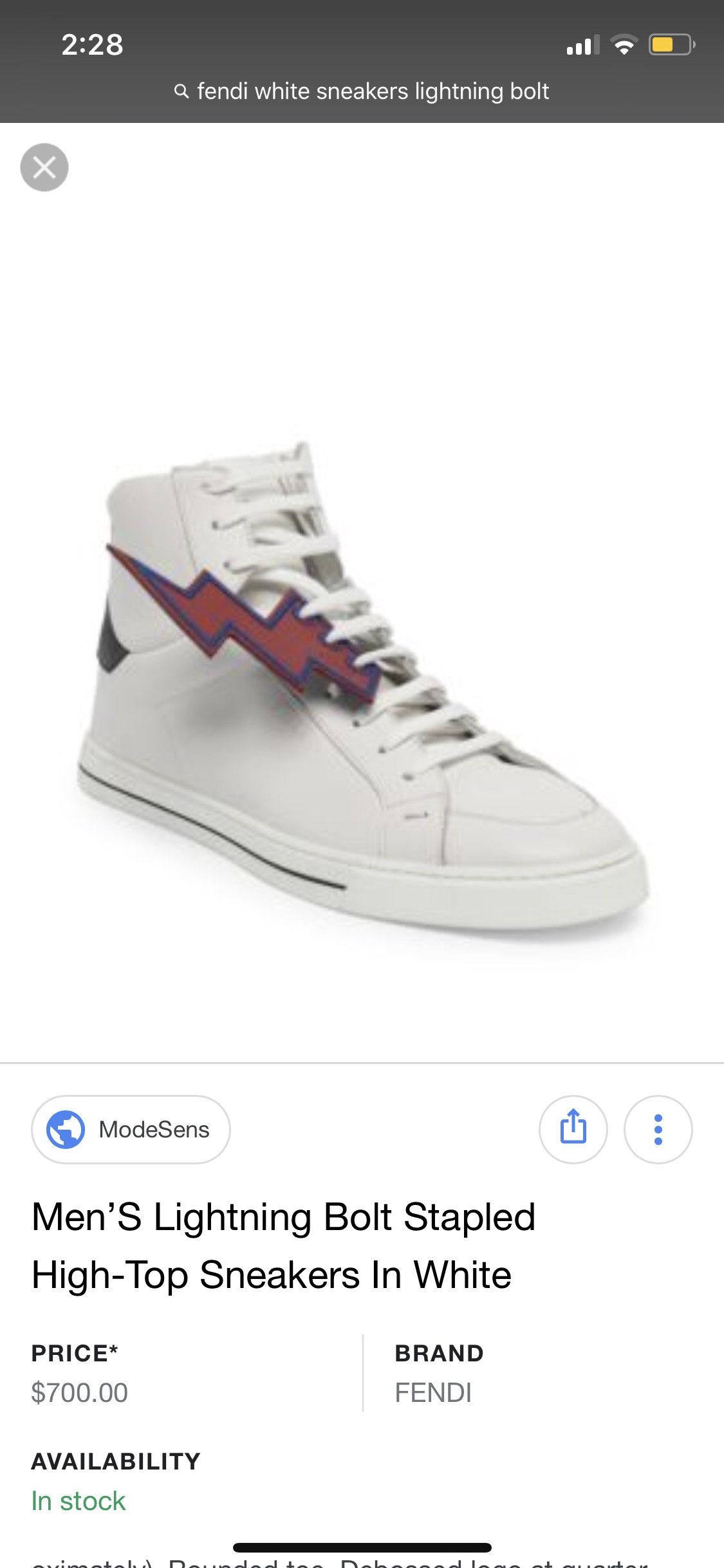 Fendi FINAL DROP FENDI Lightning Bolt High Top Leather Sneaker Grailed