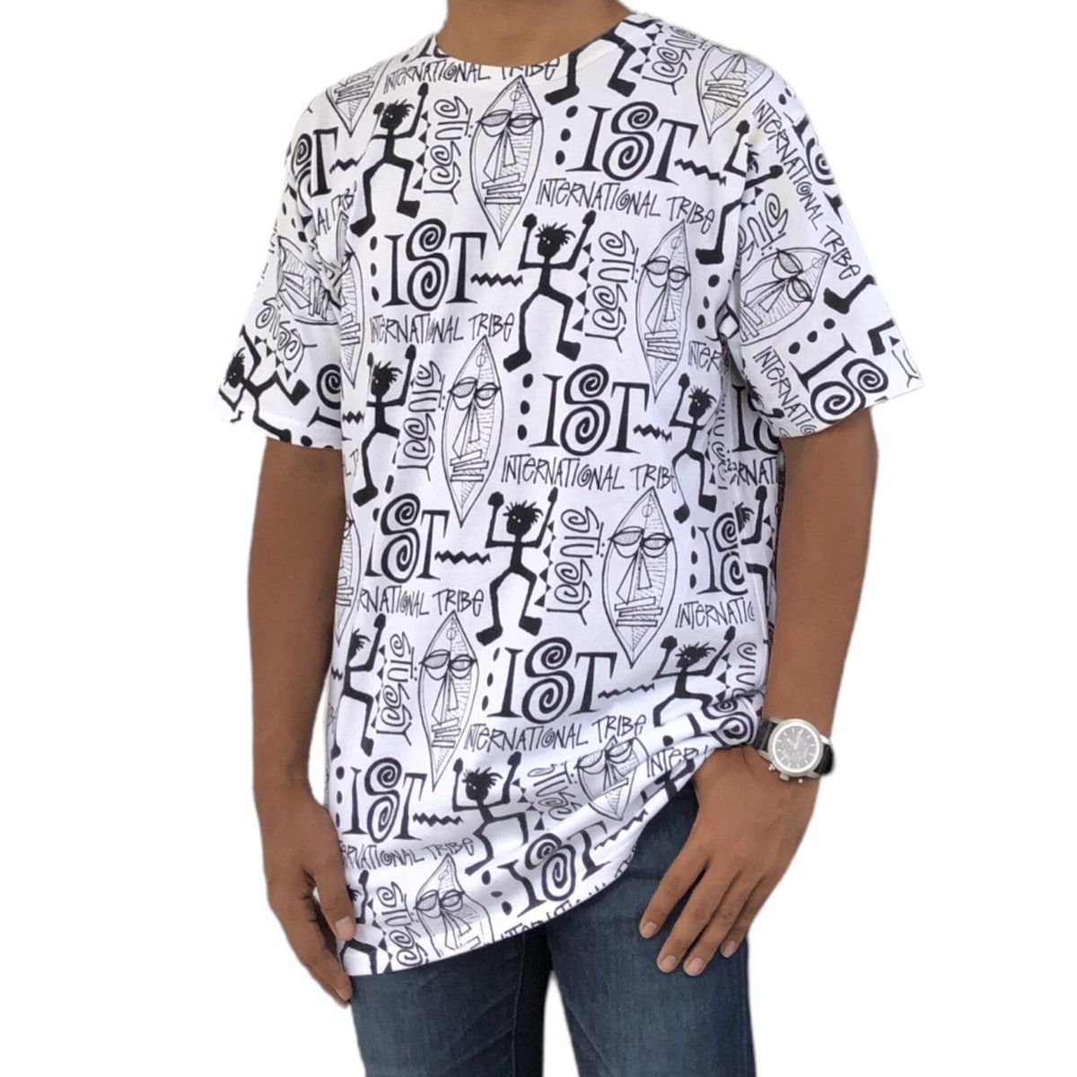 image of Stussy International Tribe T-Shirt in White, Men's (Size XL)