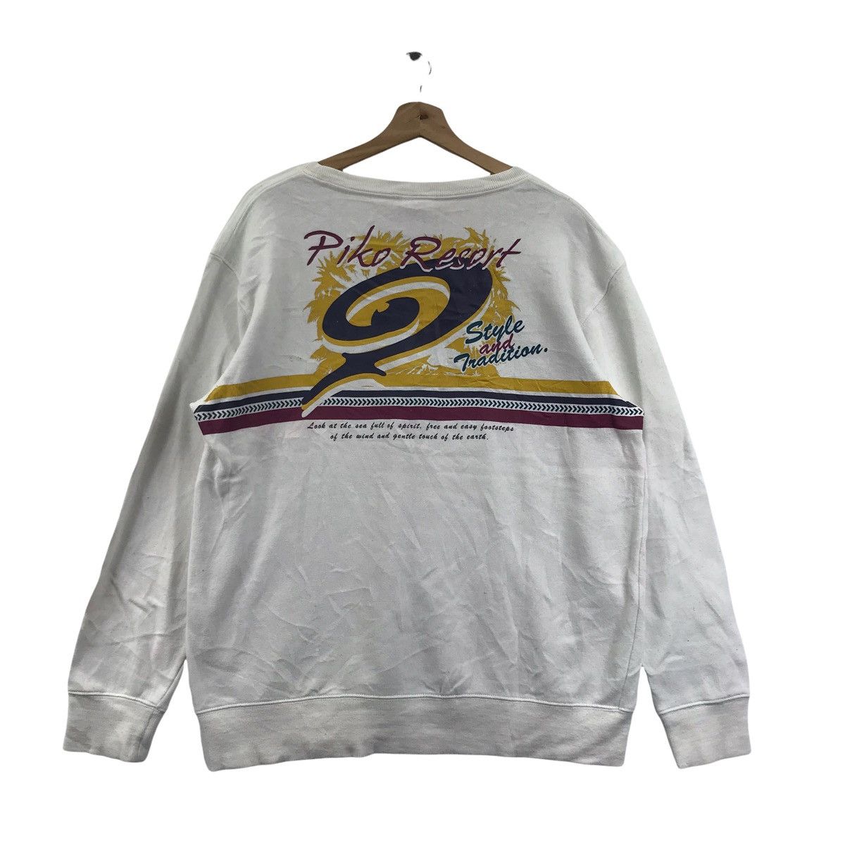 Vintage PIKO RESORT SURF Surfboard Hawaii Ski White Sweatshirt Size US L / EU 52-54 / 3 - 1 Thumbnail