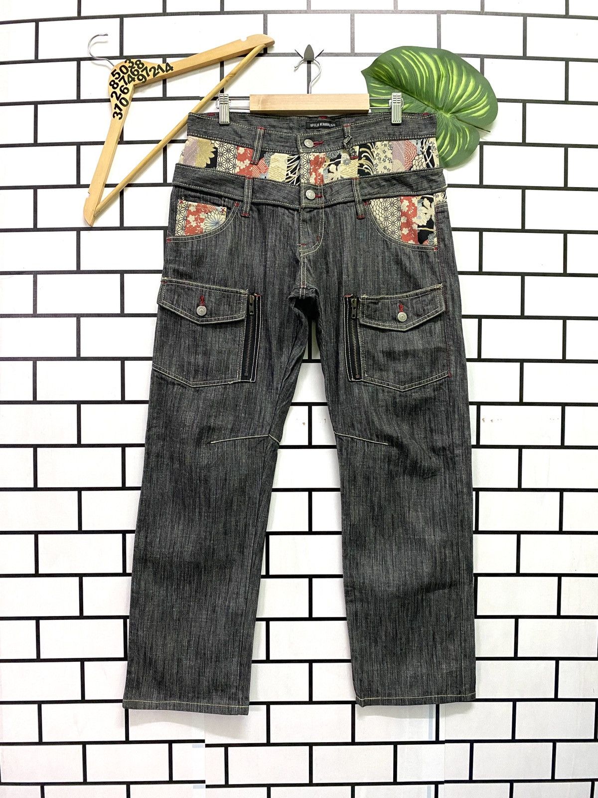 Japanese Brand Japan WILD KHAKI Double Waist Floral Motif Multipocket Pants Size US 31 - 1 Thumbnail
