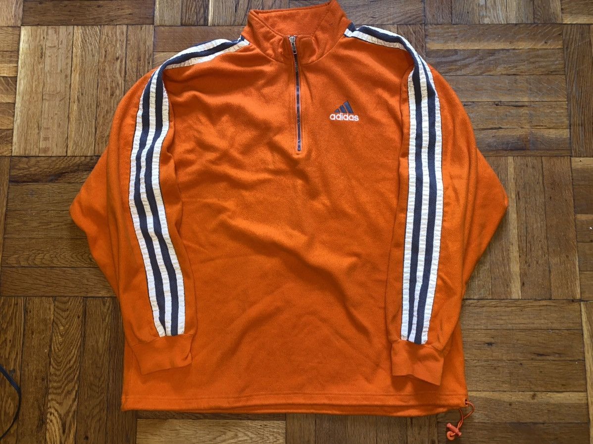 Adidas Vintage 90s Adidas Orange Fleece Pullover Sweater Size US L / EU 52-54 / 3 - 1 Thumbnail
