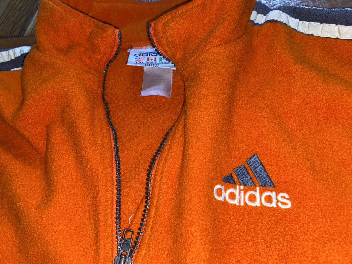 Adidas Vintage 90s Adidas Orange Fleece Pullover Sweater Size US L / EU 52-54 / 3 - 3 Thumbnail