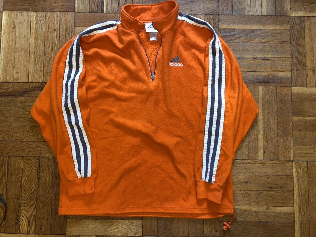 Adidas Vintage 90s Adidas Orange Fleece Pullover Sweater Size US L / EU 52-54 / 3 - 2 Thumbnail