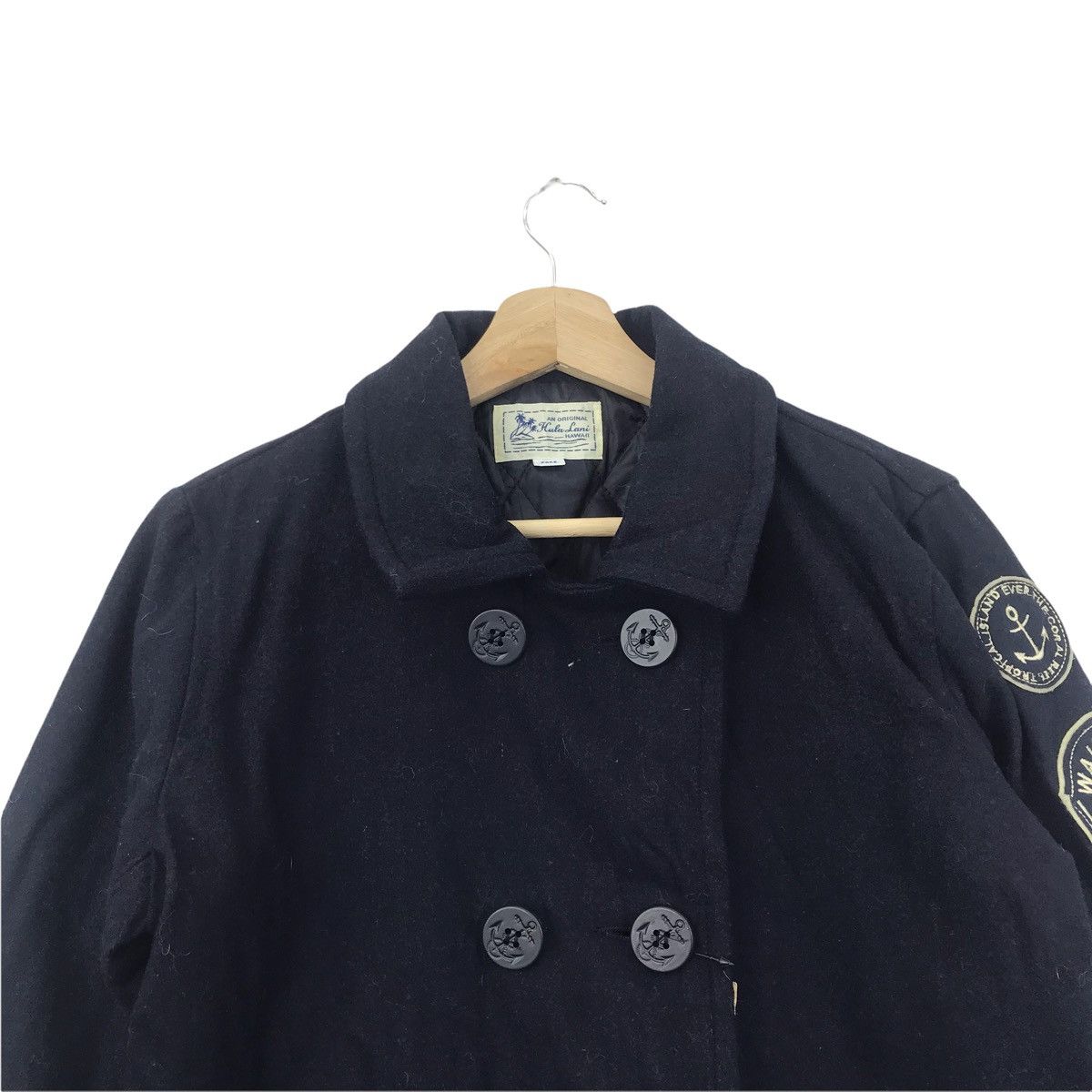 Vintage HULA LANI HAWAII Navy Blue Duffle Coat Jacket Size US M / EU 48-50 / 2 - 2 Thumbnail