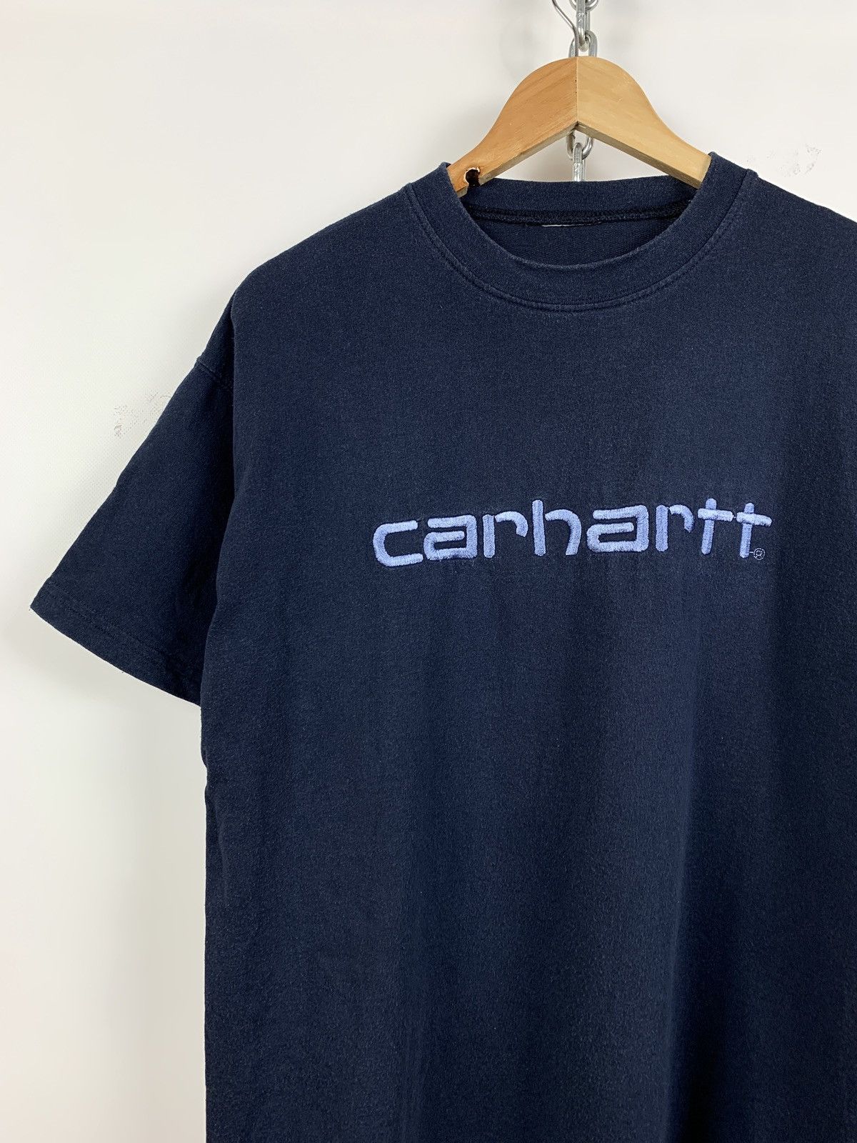 Carhartt Vintage Carhartt Embroidered Big Logo Navy Blue T-Shirt Size US XL / EU 56 / 4 - 2 Thumbnail