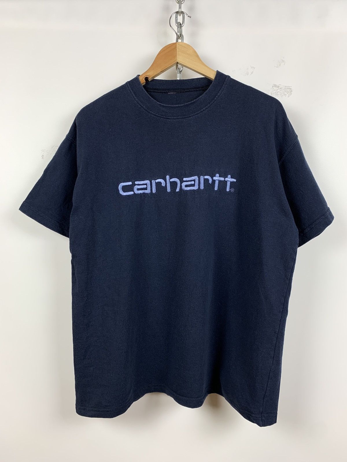 Carhartt Vintage Carhartt Embroidered Big Logo Navy Blue T-Shirt Size US XL / EU 56 / 4 - 1 Thumbnail