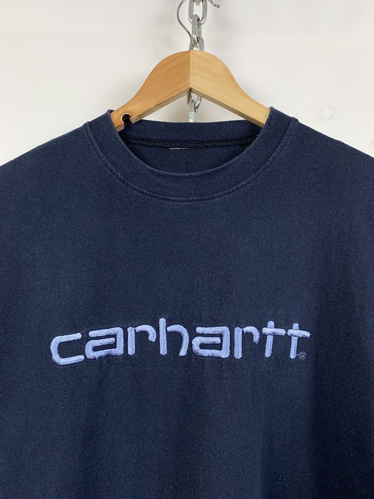 Carhartt Vintage Carhartt Embroidered Big Logo Navy Blue T-Shirt Size US XL / EU 56 / 4 - 4 Thumbnail