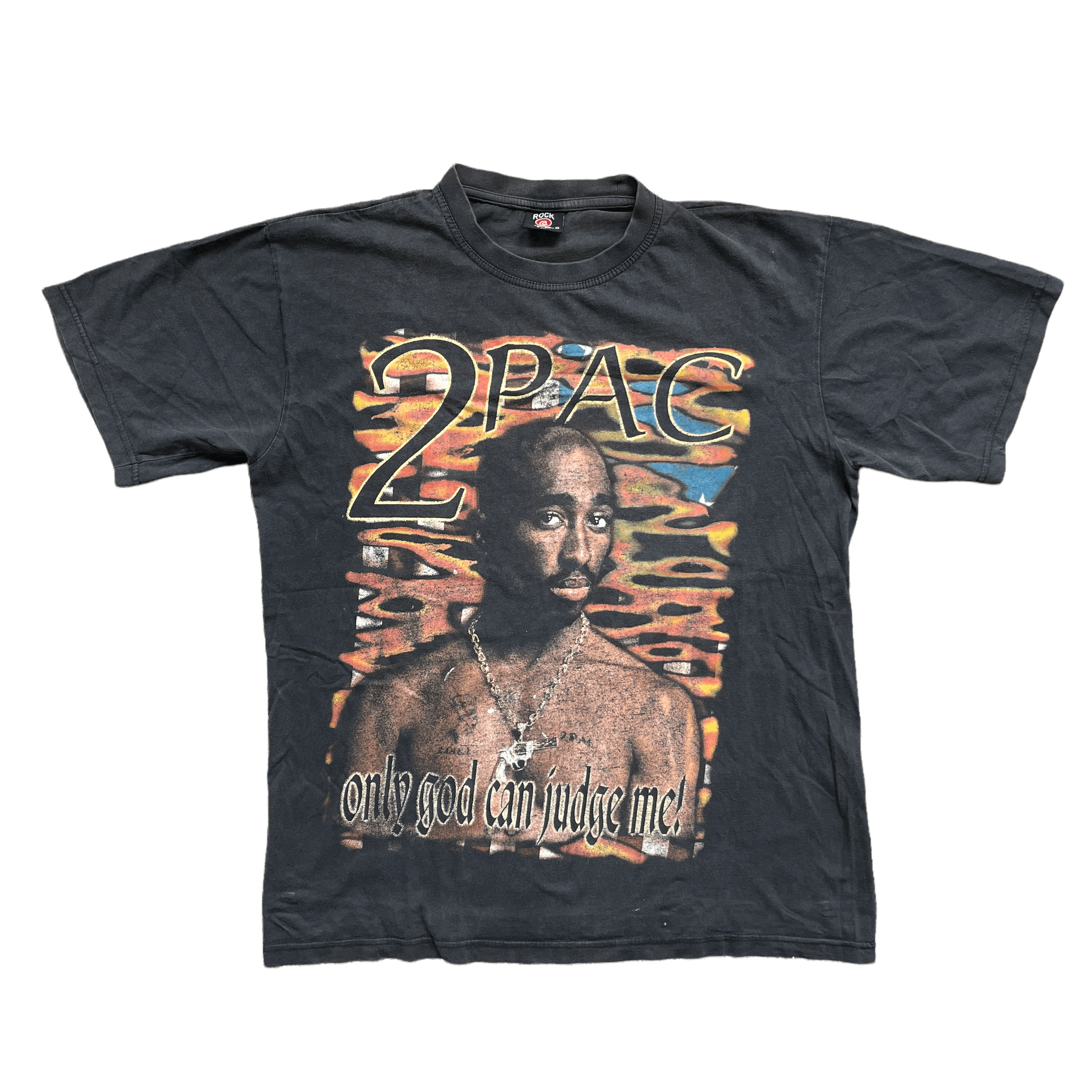 image of Vintage Tupac 2Pac Only God Can Judge Me T-Shirt in Faded Black, Men's (Size XL)