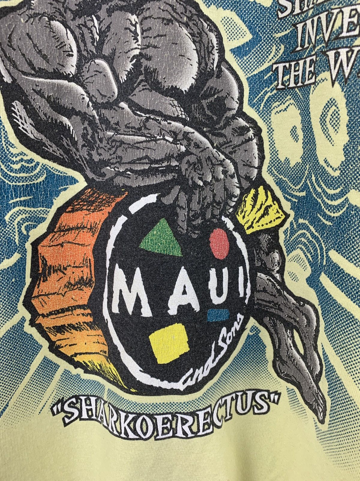 Maui and Sons Vintage Maui And Sons Sharkoerectus Crazy Surfing T-Shirt Size US XXL / EU 58 / 5 - 13 Thumbnail