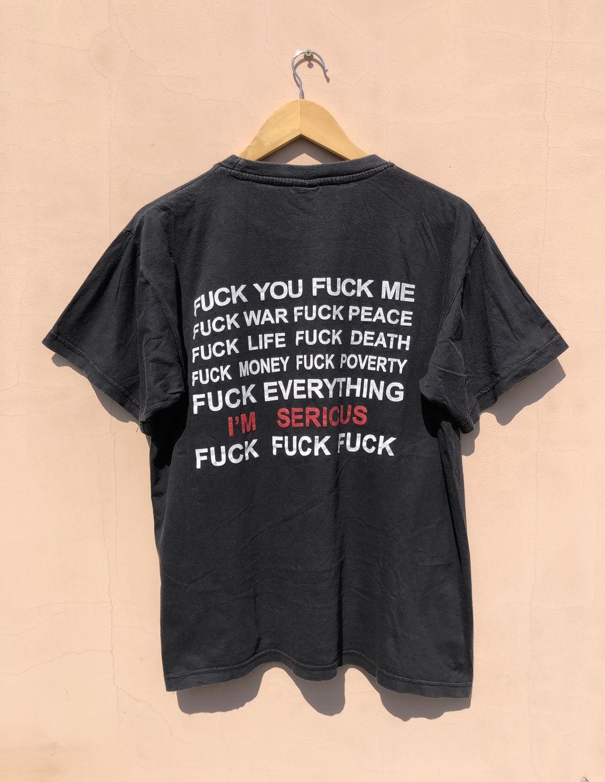 Fuck Art, Make Tees Vintage 90s Fuck You You Fuckin Fuck Hand Sign Black Tee Size US L / EU 52-54 / 3 - 2 Thumbnail