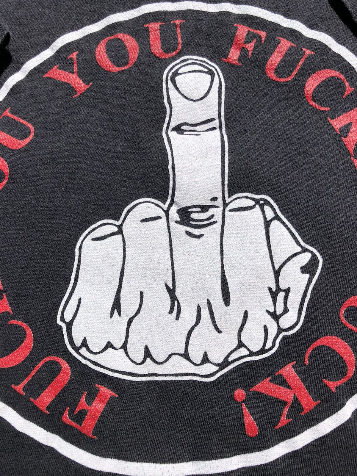 Fuck Art, Make Tees Vintage 90s Fuck You You Fuckin Fuck Hand Sign Black Tee Size US L / EU 52-54 / 3 - 5 Thumbnail