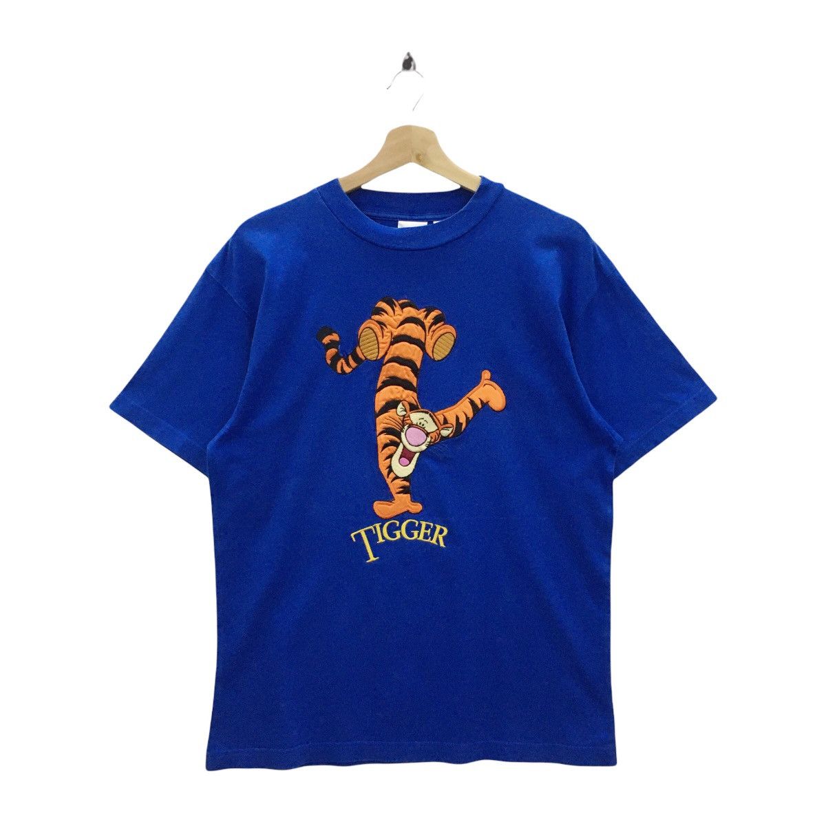 image of Cartoon Network x Disney Vintage Tigger Winnie The Pooh Embroidery Tigger in Blue (Size Medium)