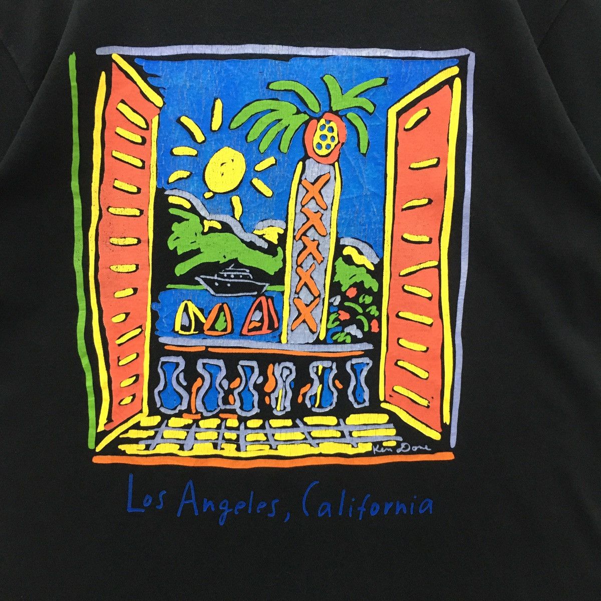 Vintage Rare Vintage KEN DONE Los Angeles Big Printed Tshirt Size US L / EU 52-54 / 3 - 4 Thumbnail