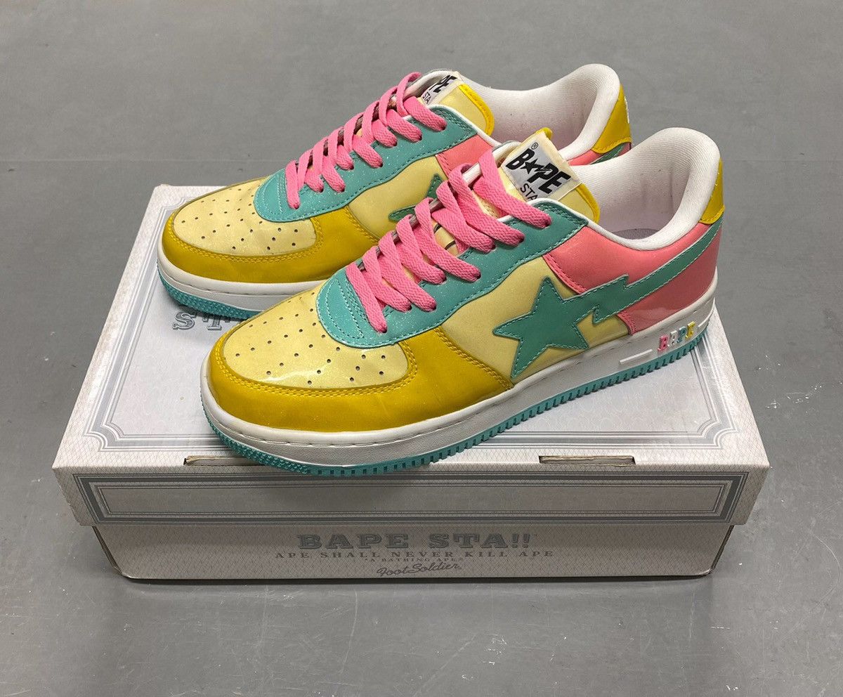 BAPE Sta 2009 patent glitter leather cotton candy
