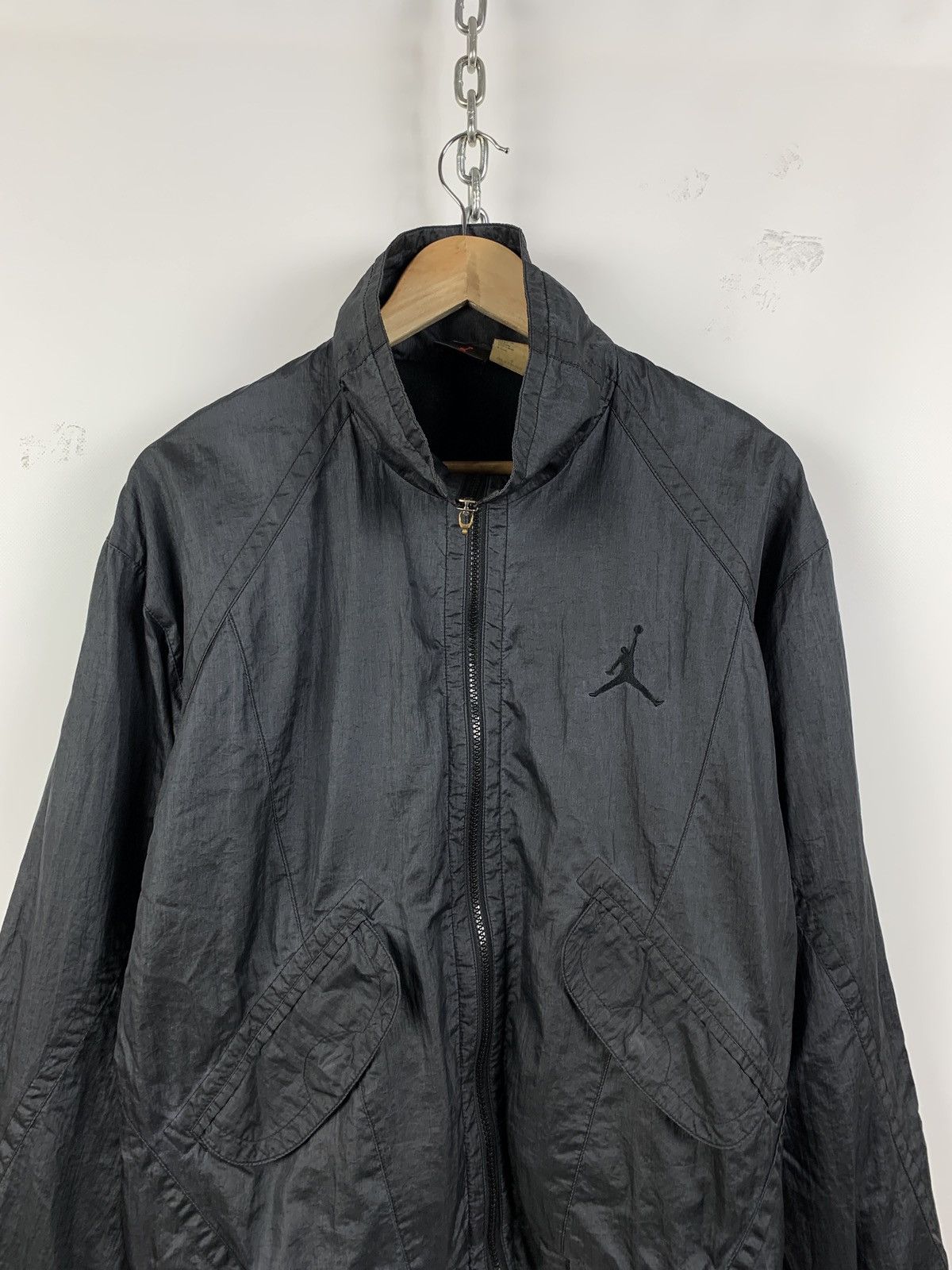 Jordan Brand 80s Vintage Nike Jordan Nylon Metallic Grey Track Top Jacket Size US S / EU 44-46 / 1 - 4 Thumbnail