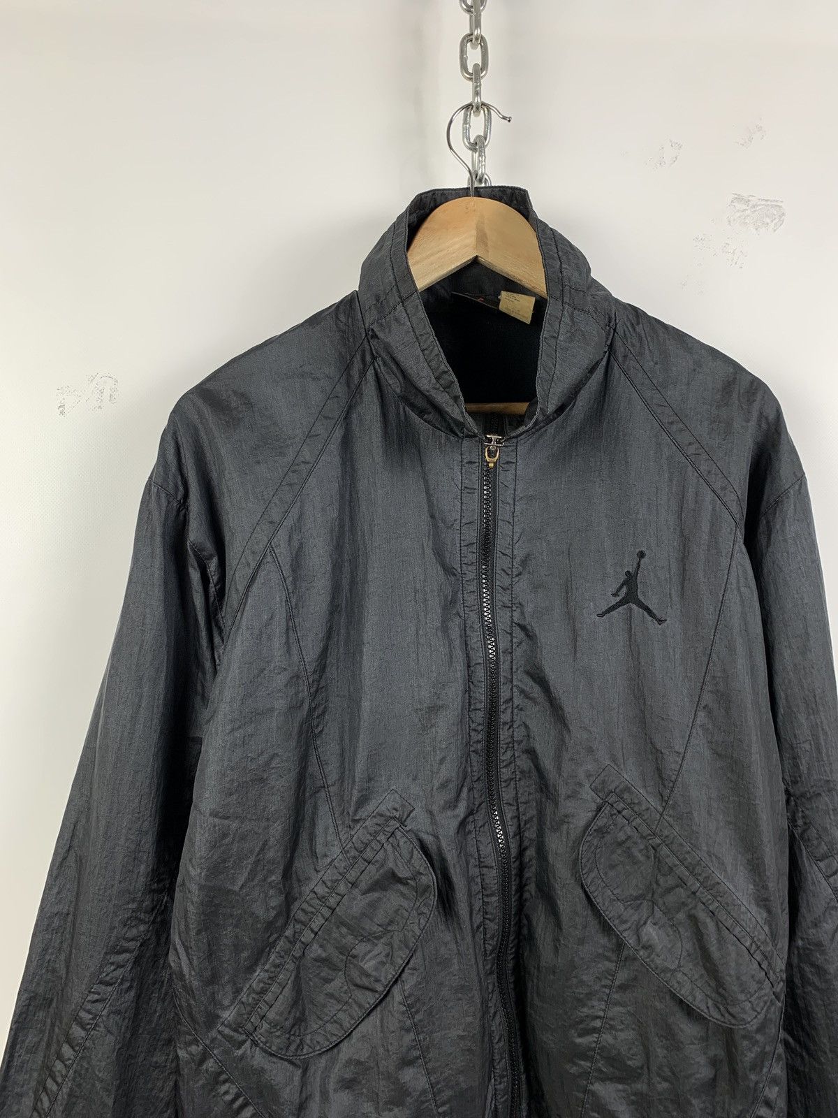 Jordan Brand 80s Vintage Nike Jordan Nylon Metallic Grey Track Top Jacket Size US S / EU 44-46 / 1 - 8 Thumbnail