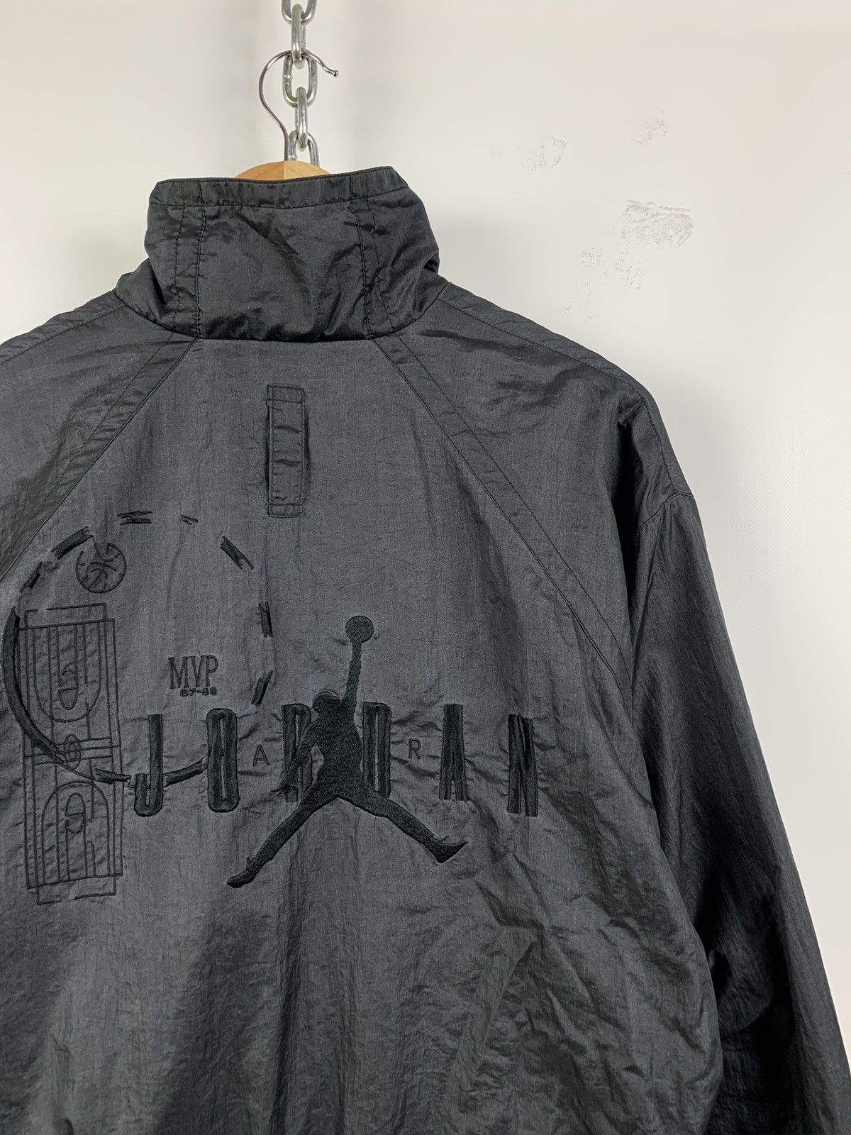 Jordan Brand 80s Vintage Nike Jordan Nylon Metallic Grey Track Top Jacket Size US S / EU 44-46 / 1 - 6 Thumbnail