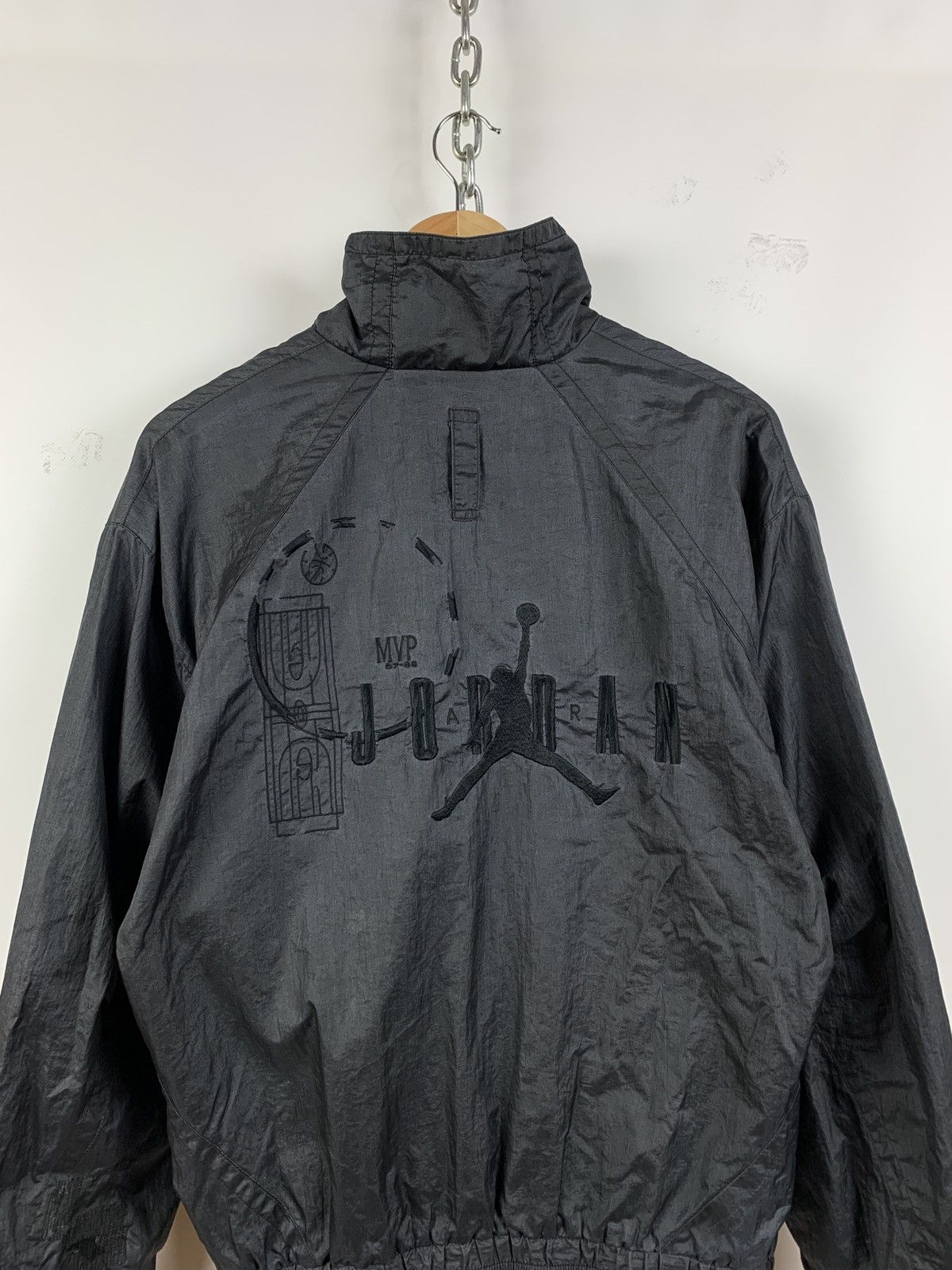 Jordan Brand 80s Vintage Nike Jordan Nylon Metallic Grey Track Top Jacket Size US S / EU 44-46 / 1 - 3 Thumbnail