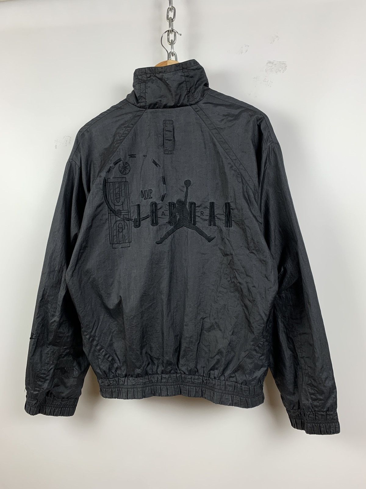Jordan Brand 80s Vintage Nike Jordan Nylon Metallic Grey Track Top Jacket Size US S / EU 44-46 / 1 - 5 Thumbnail