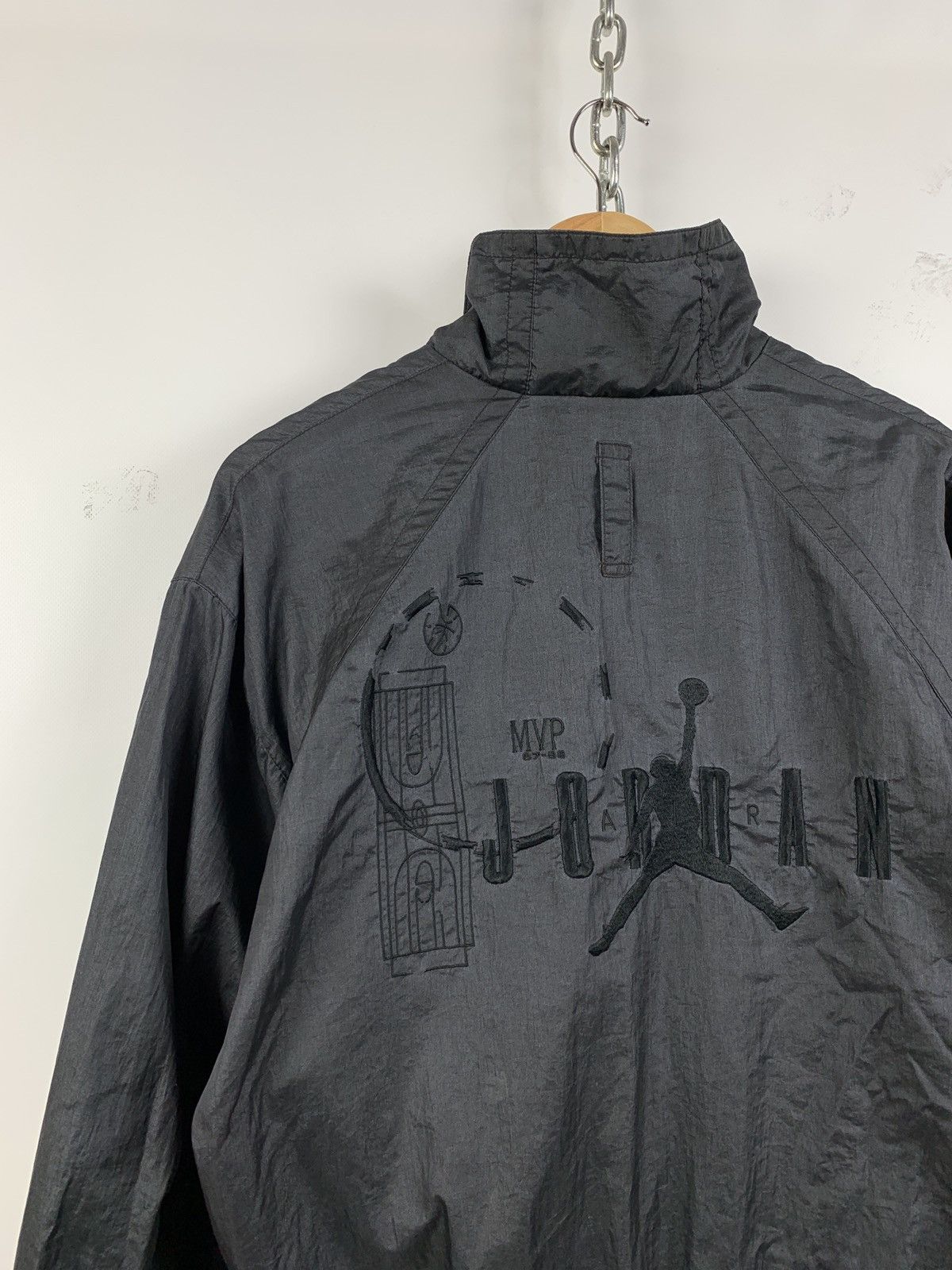 Jordan Brand 80s Vintage Nike Jordan Nylon Metallic Grey Track Top Jacket Size US S / EU 44-46 / 1 - 7 Thumbnail