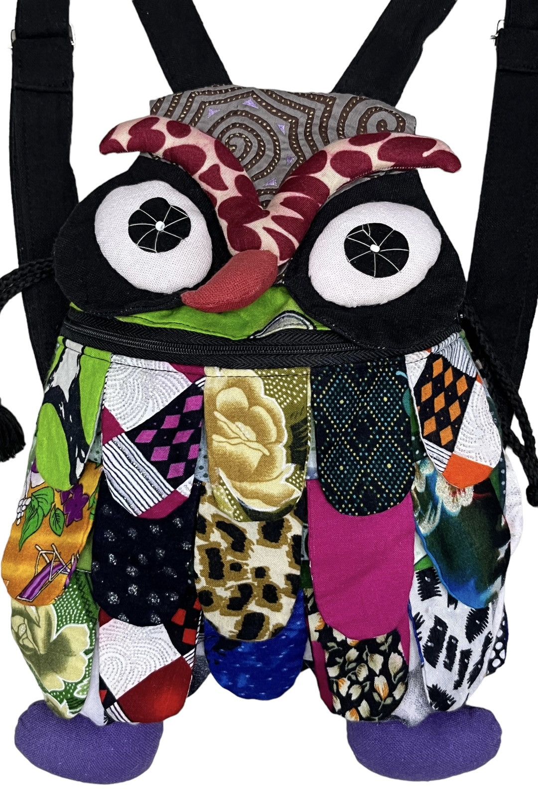 Japanese Brand 🔥Custom Owl Patchwork Art Designer Mini Backpack Size ONE SIZE - 6 Thumbnail