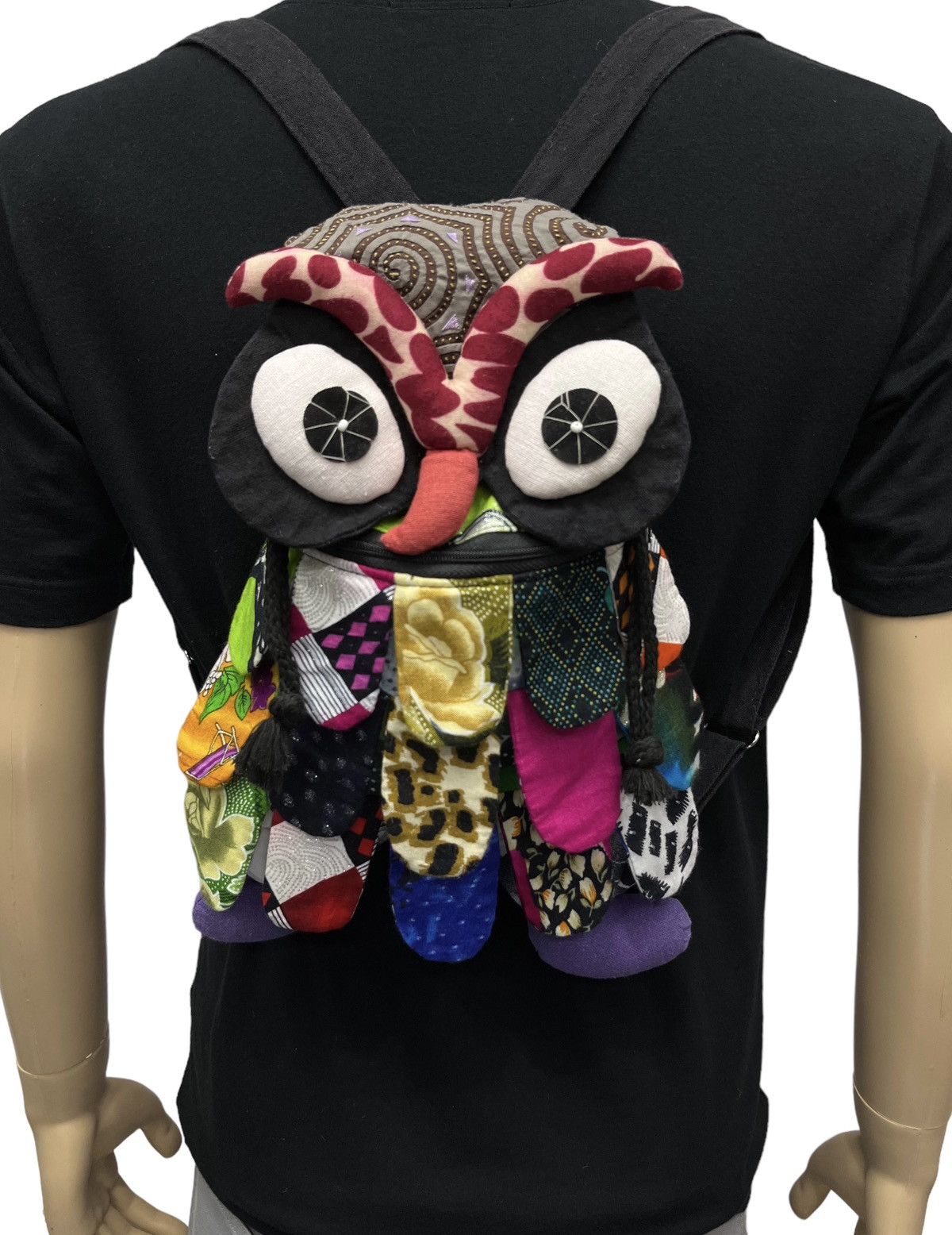 Japanese Brand 🔥Custom Owl Patchwork Art Designer Mini Backpack Size ONE SIZE - 4 Thumbnail