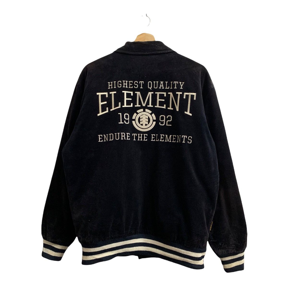 image of Element Corduroy Snap Button Varsity Jacket in Black, Men's (Size Medium)