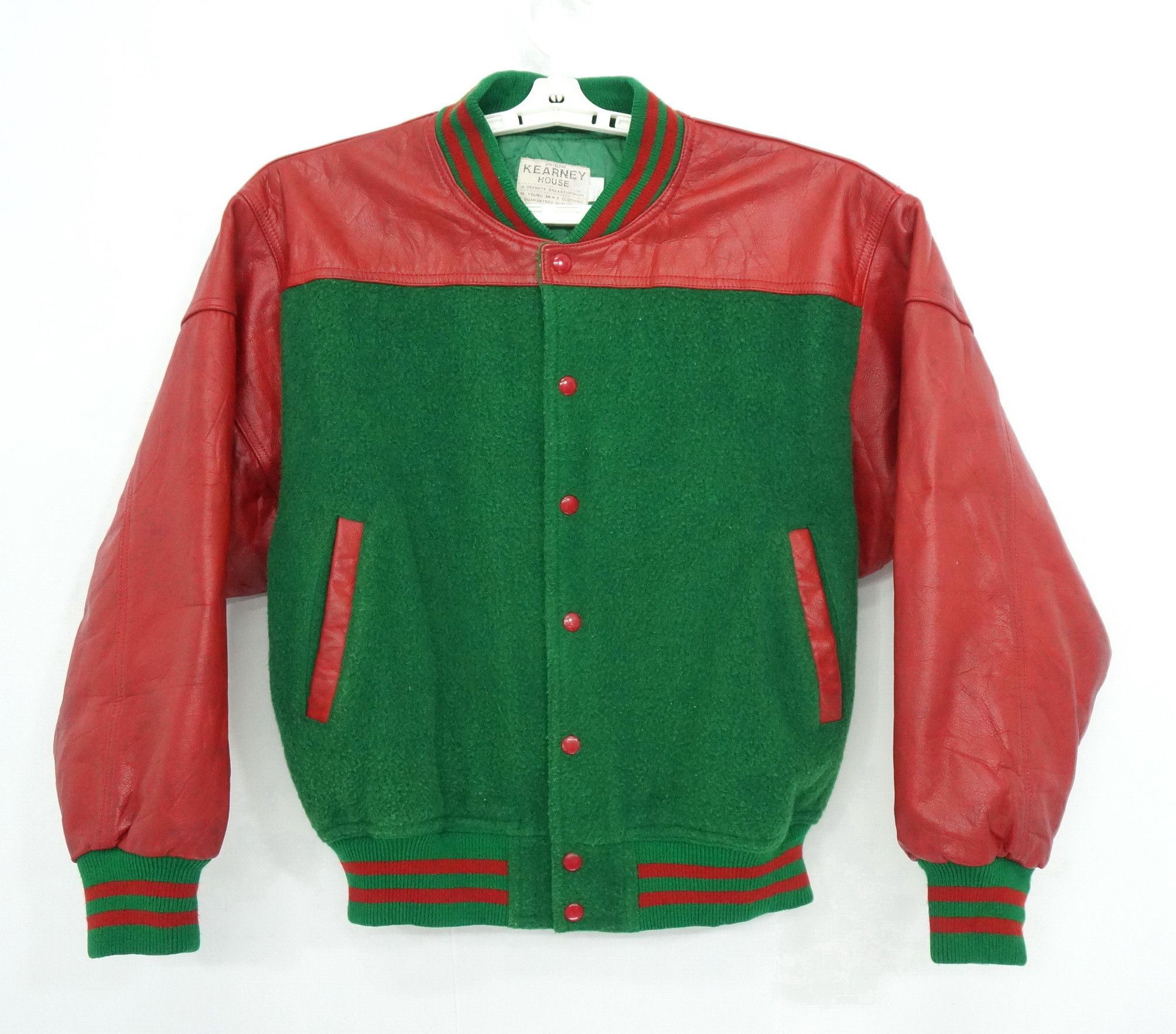 Vintage 🔥Vintage🔥 KEARNEY HOUSE Leather Sleeve Varsity Jacket Size US M / EU 48-50 / 2 - 2 Thumbnail