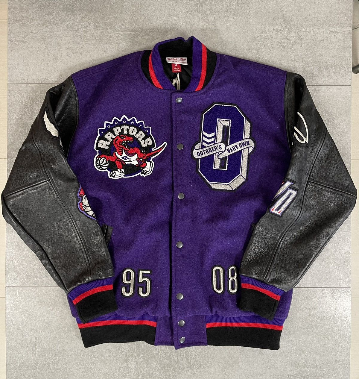 OVO Mitchell And Ness '95 Raptors Varsity Jacket Purple Men's - FW22 - US