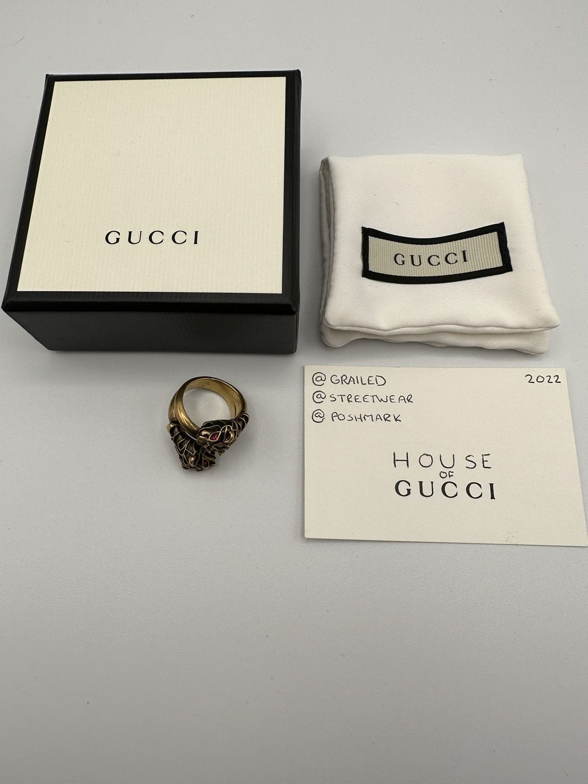 Gucci Sz 7.25 US Gucci Panthers Gold Ring with Rubys Size ONE SIZE - 8 Thumbnail