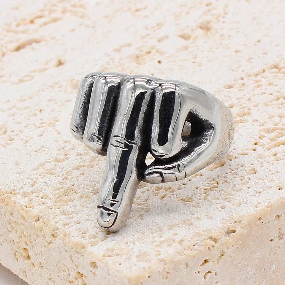 Jewelry × Vintage Cool Middle Finger Up Ring Size ONE SIZE - 2 Thumbnail