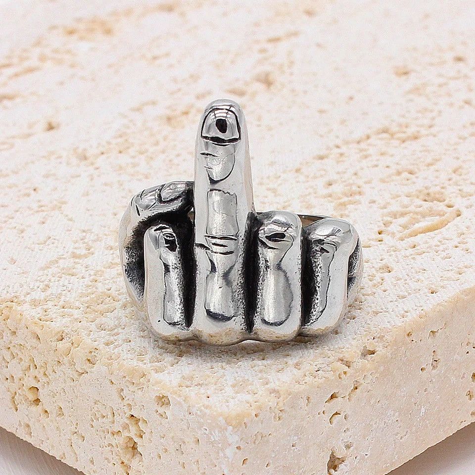 Jewelry × Vintage Cool Middle Finger Up Ring Size ONE SIZE - 1 Thumbnail