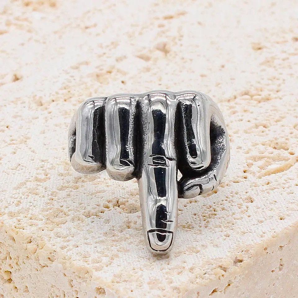 Jewelry × Vintage Cool Middle Finger Up Ring Size ONE SIZE - 4 Thumbnail