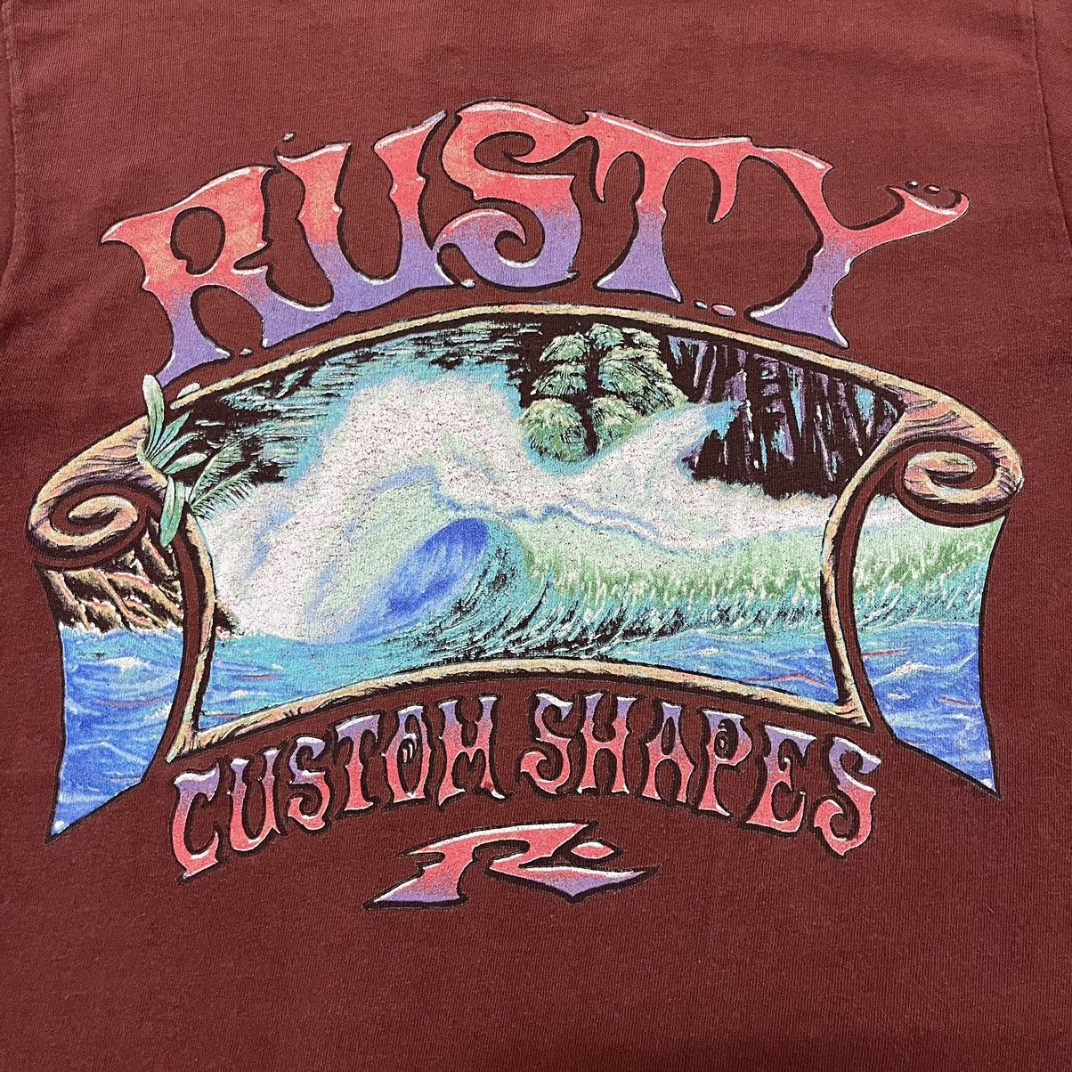 Rusty × Vintage Vintage 90s Rusty “Custum Shapes” Surfwear Skateboarding Tee Size US S / EU 44-46 / 1 - 5 Thumbnail