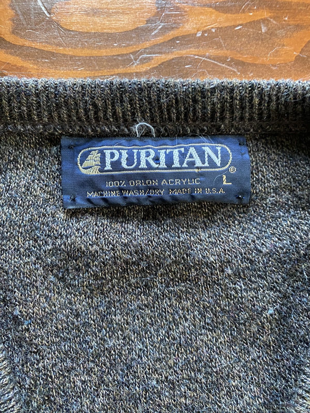Puritan Vintage 70’s Puritan Gray Earth Tones V-Neck Knit Sweater Size US L / EU 52-54 / 3 - 3 Thumbnail