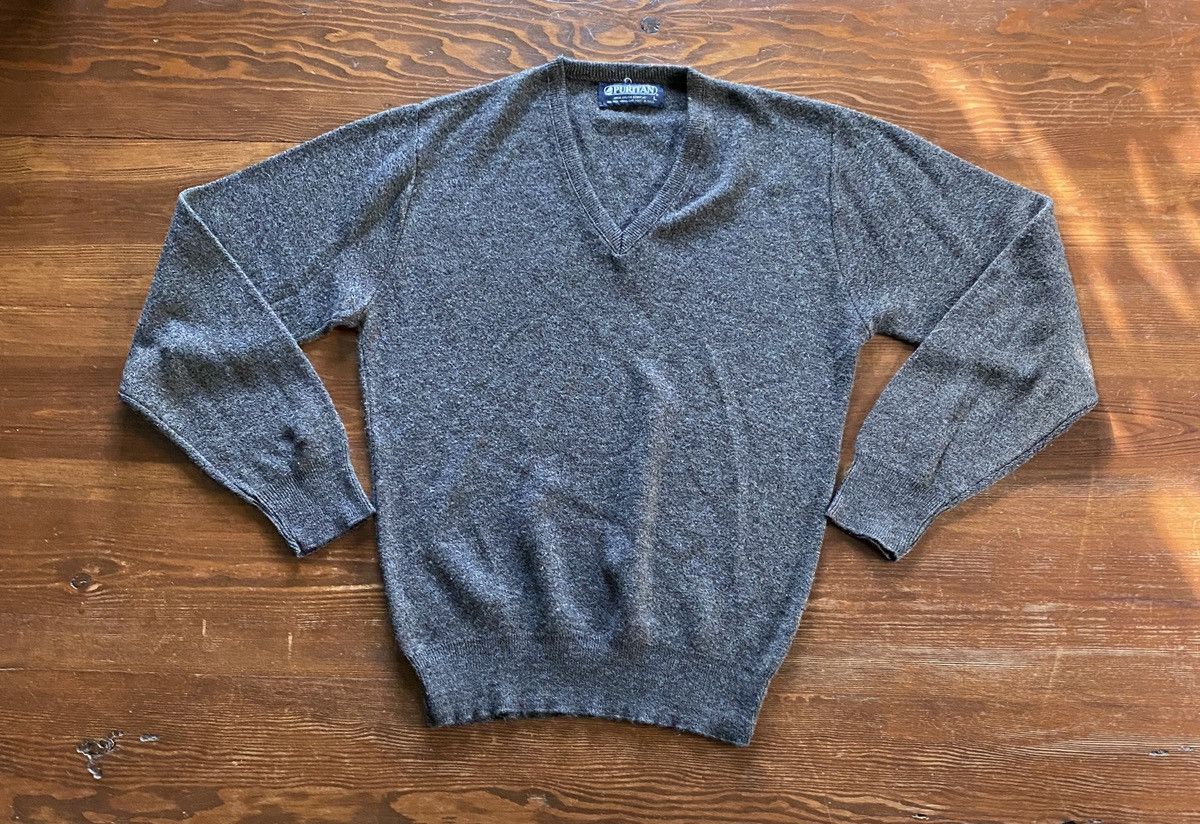 Puritan Vintage 70’s Puritan Gray Earth Tones V-Neck Knit Sweater Size US L / EU 52-54 / 3 - 2 Thumbnail