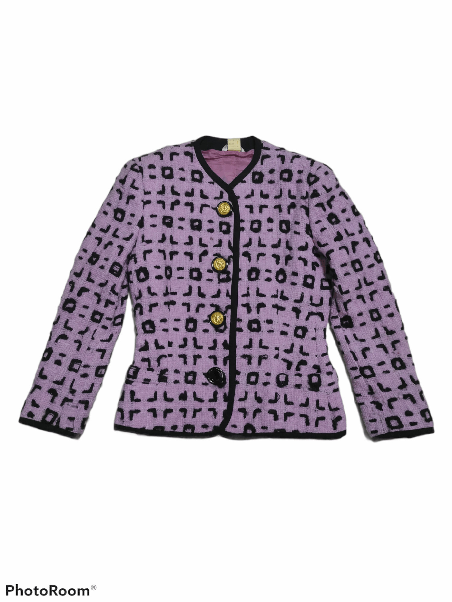 Gianni Versace leather Painted stripe long jacket coat Medusa lining Black White main image 1