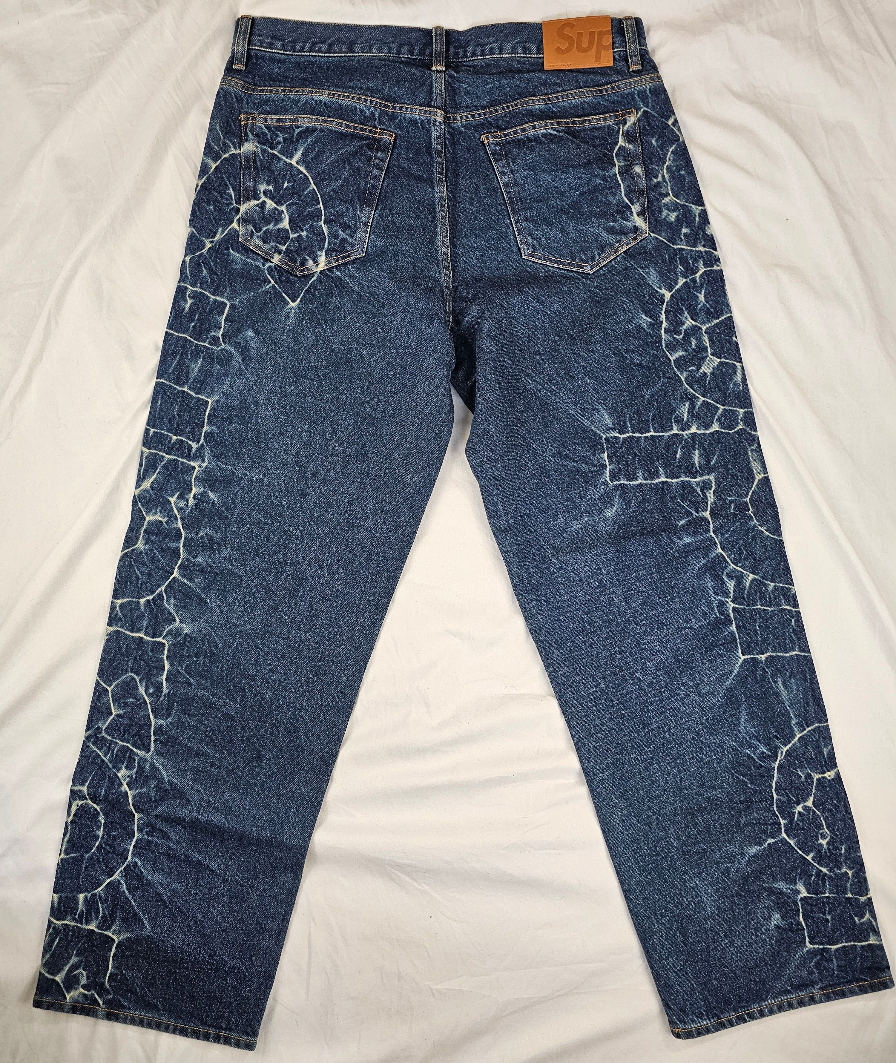 Supreme Supreme Shibori Loose Fit Jean Indigo Blue Denim CONFIRMED Size US 34 / EU 50 - 2 Thumbnail