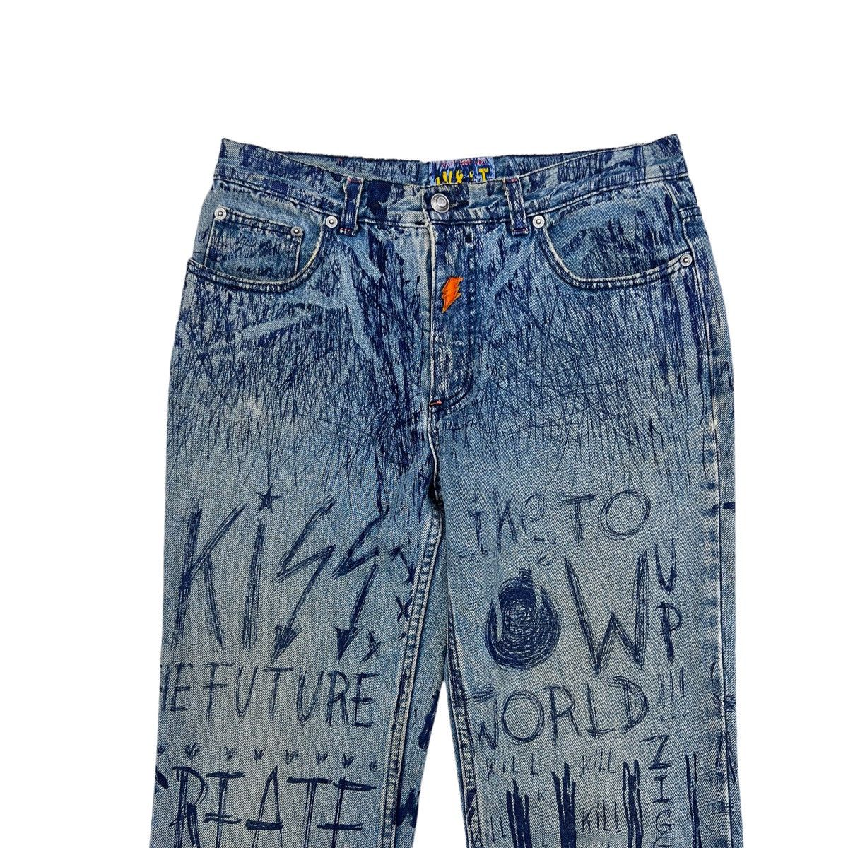 W&LT × Walter Van Beirendonck W & LT SS98 “Fetish For Beauty” Graffiti Denim Pants & bag Size US 32 / EU 48 - 3 Thumbnail
