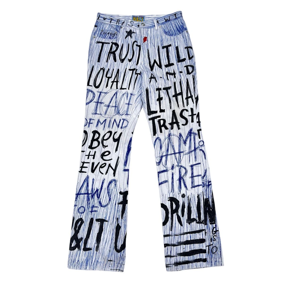 W&LT × Walter Van Beirendonck W & LT SS98 “Fetish For Beauty” Graffiti Denim Pants & bag Size US 32 / EU 48 - 13 Thumbnail