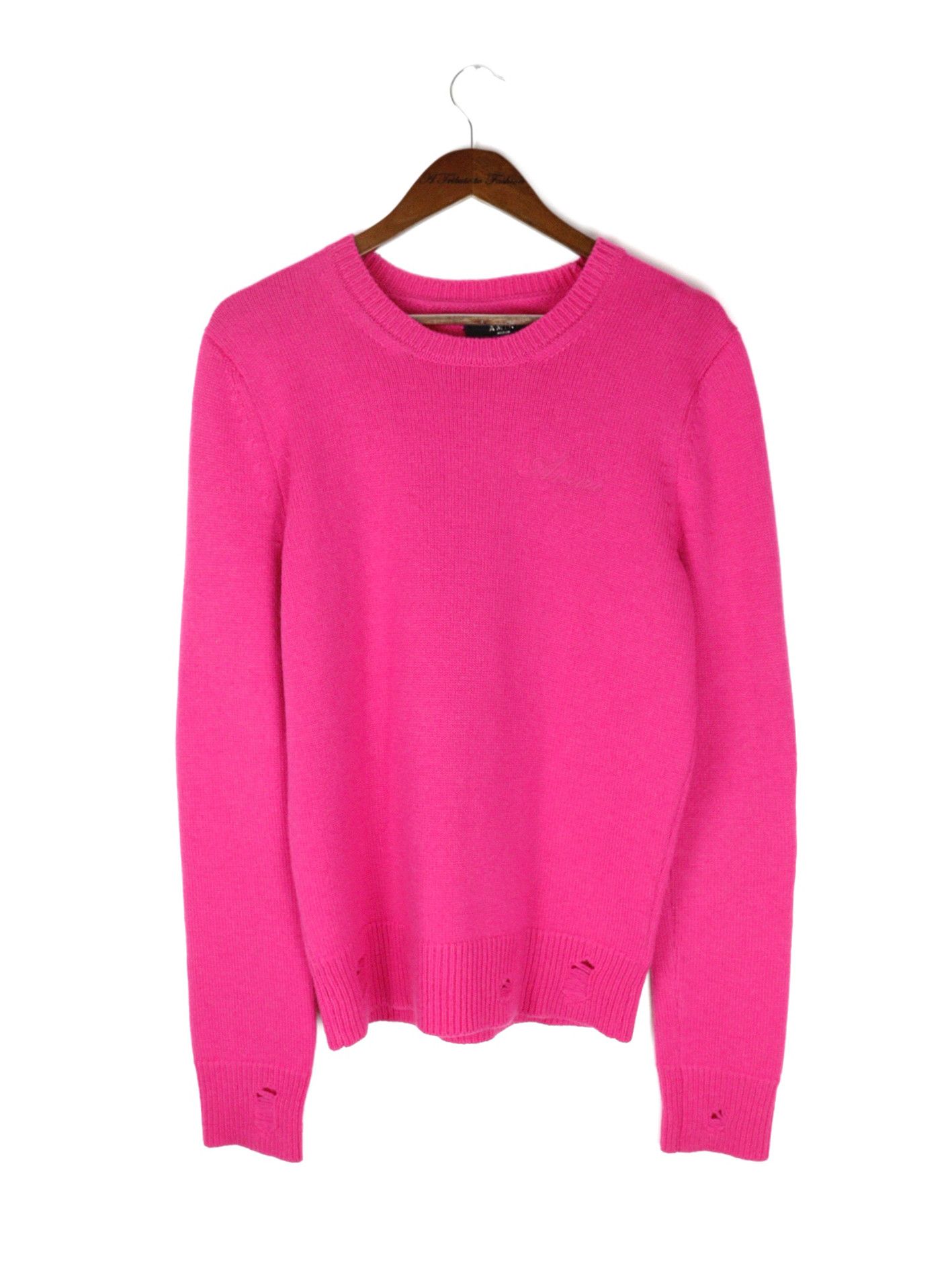 image of Grail Amiri Cashmere Destroyed Hot Pink Knit Sweater, Men's (Size Medium)