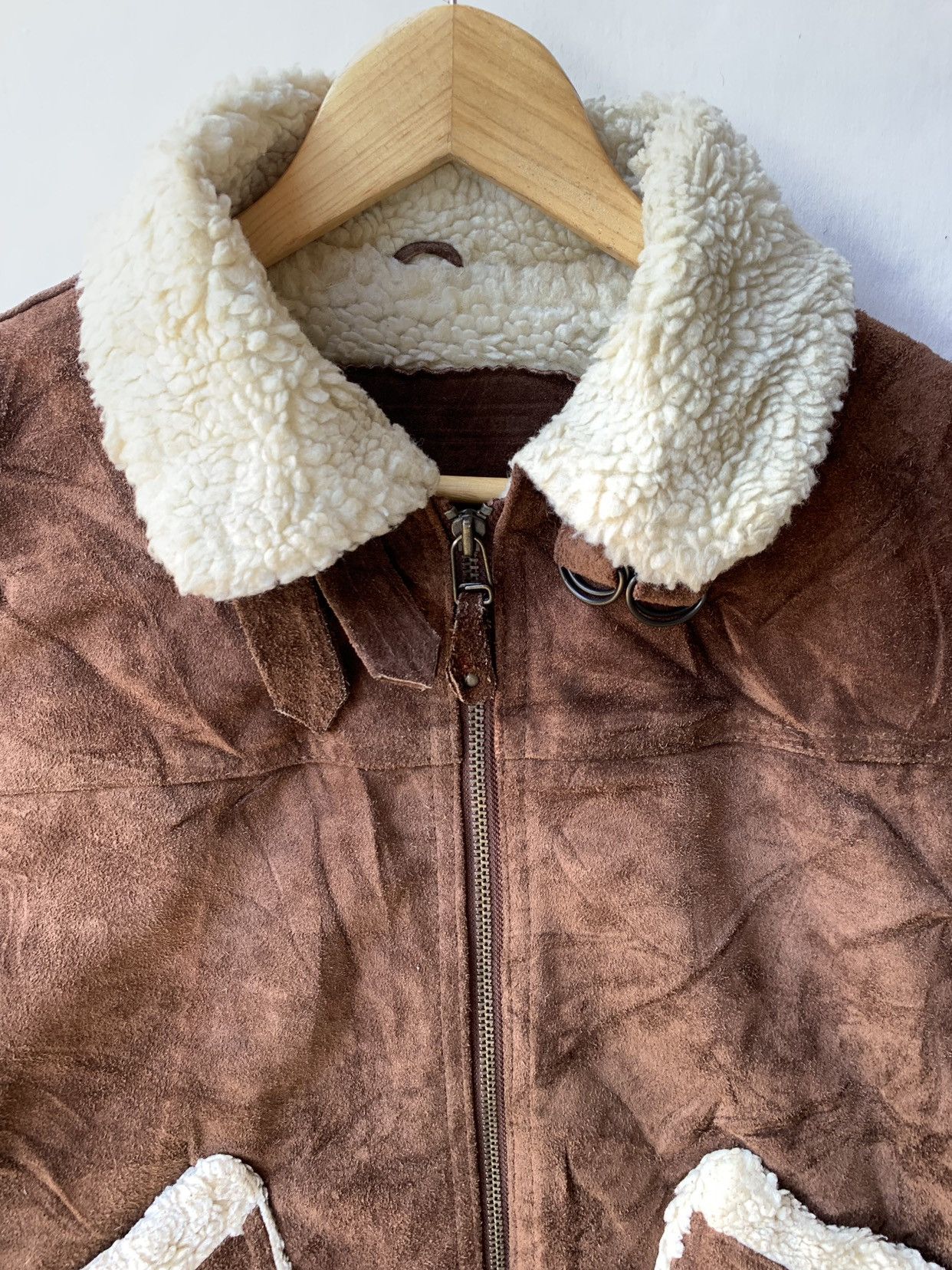Japanese Brand × Vintage Vintage 80s Suede Leather Lined Sherpa Jacket Size US M / EU 48-50 / 2 - 2 Thumbnail