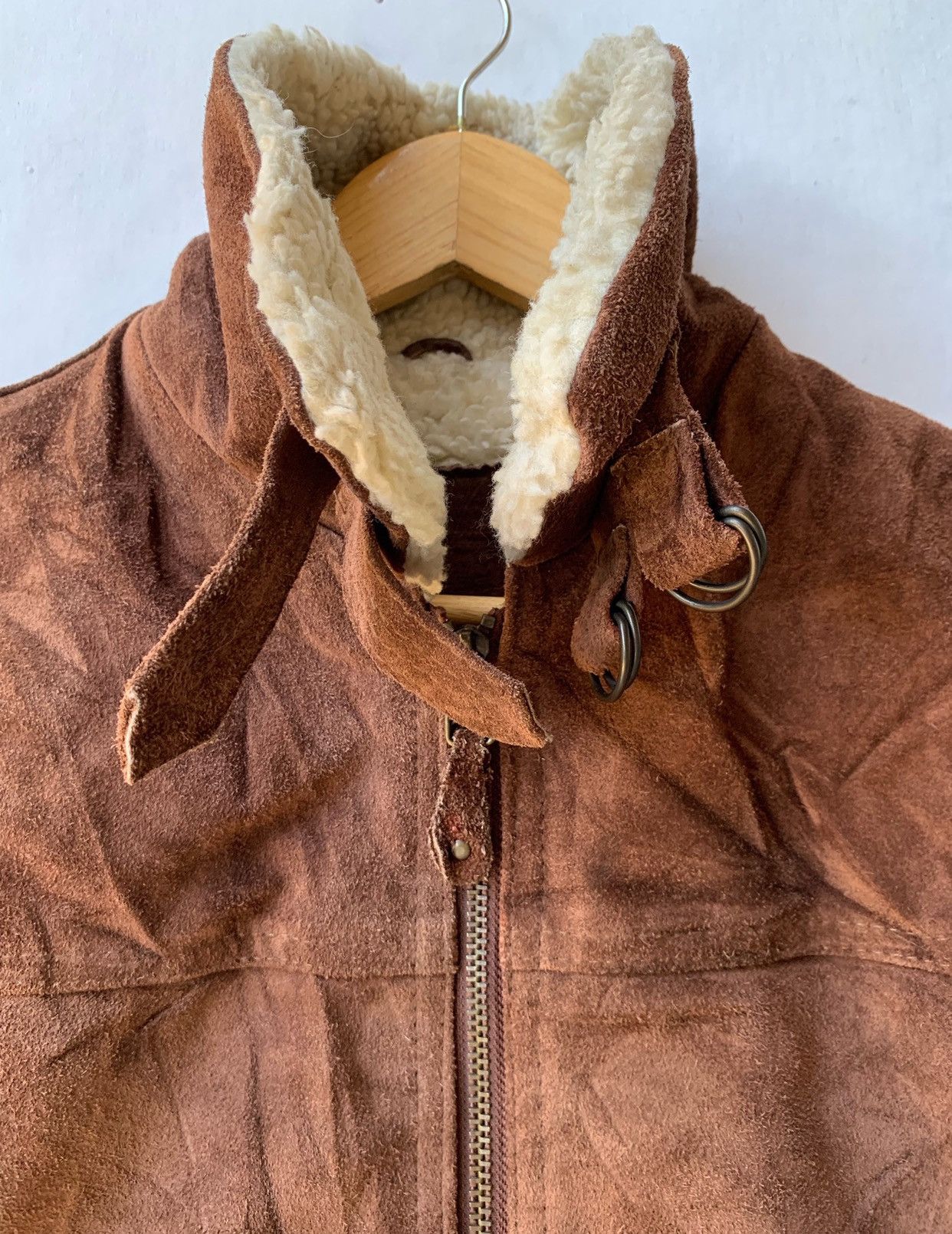 Japanese Brand × Vintage Vintage 80s Suede Leather Lined Sherpa Jacket Size US M / EU 48-50 / 2 - 4 Thumbnail