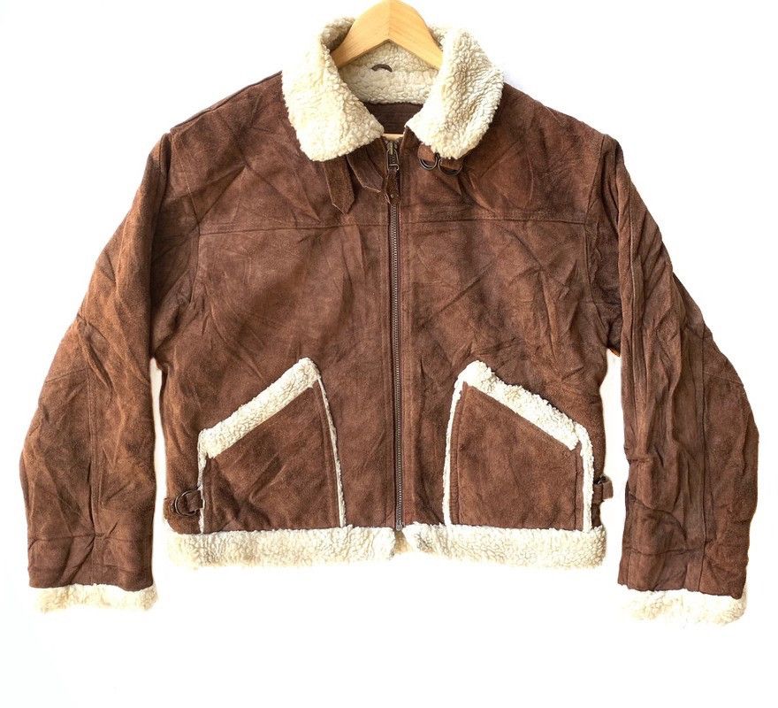 Japanese Brand × Vintage Vintage 80s Suede Leather Lined Sherpa Jacket Size US M / EU 48-50 / 2 - 1 Thumbnail
