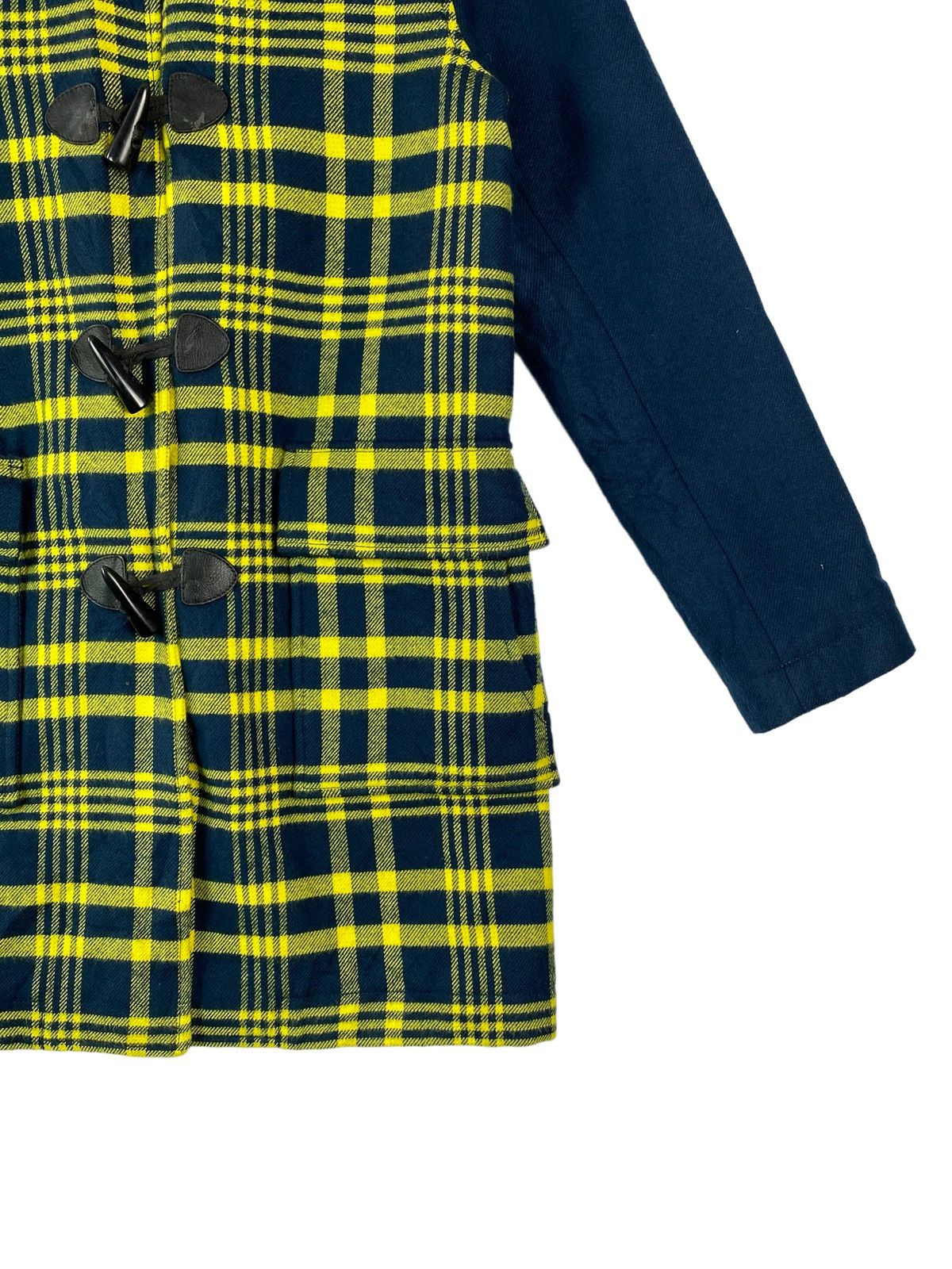 Vintage × agnes b. Vtg 90s AGNES B wool duffle coat yellow plaid design Size US M / EU 48-50 / 2 - 3 Thumbnail